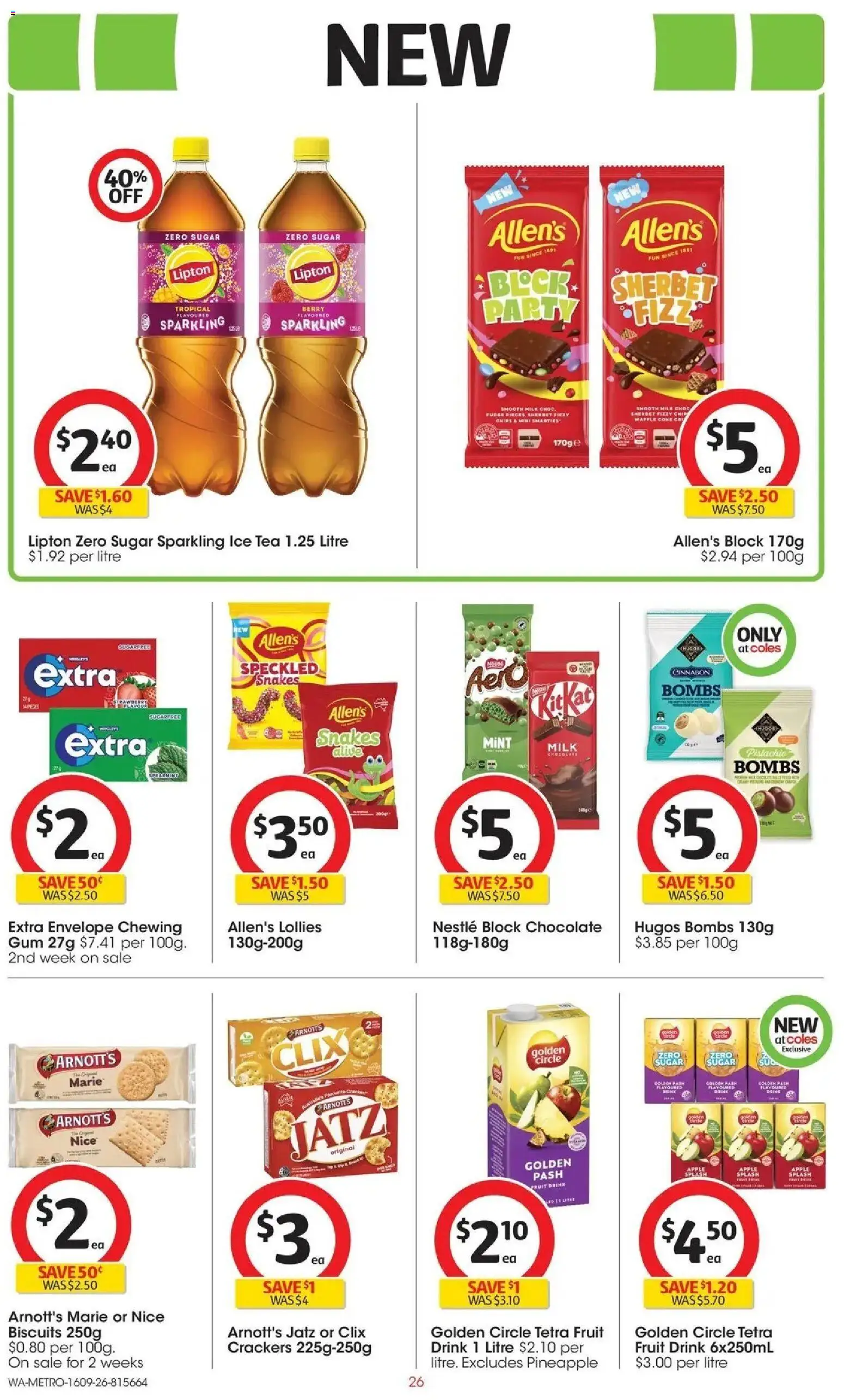 ﻿Coles catalogue valid from 16/09/2026 > Online Australia | Page: 26 | Products: Gum, Biscuits, Chewing gum, Chocolate bar