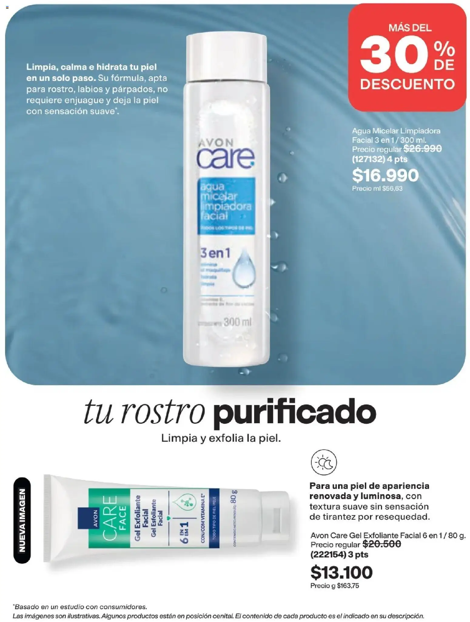 Avon revista - valida desde el 19/09/2026 | Página: 108 | Productos: Agua, Agua micelar, Exfoliante facial