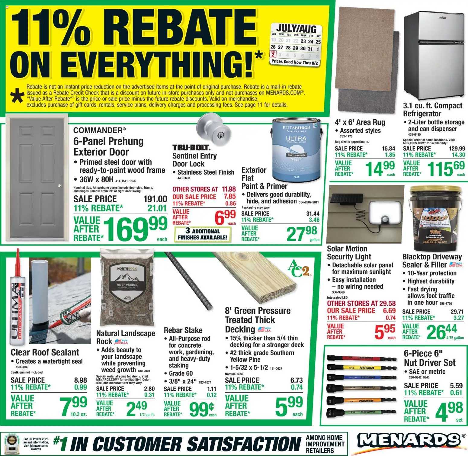 Menards Weekly Ad - valid from 07/23/2026 | Page: 1 | Products: Sealant, Door Lock, Acrylic, Gun