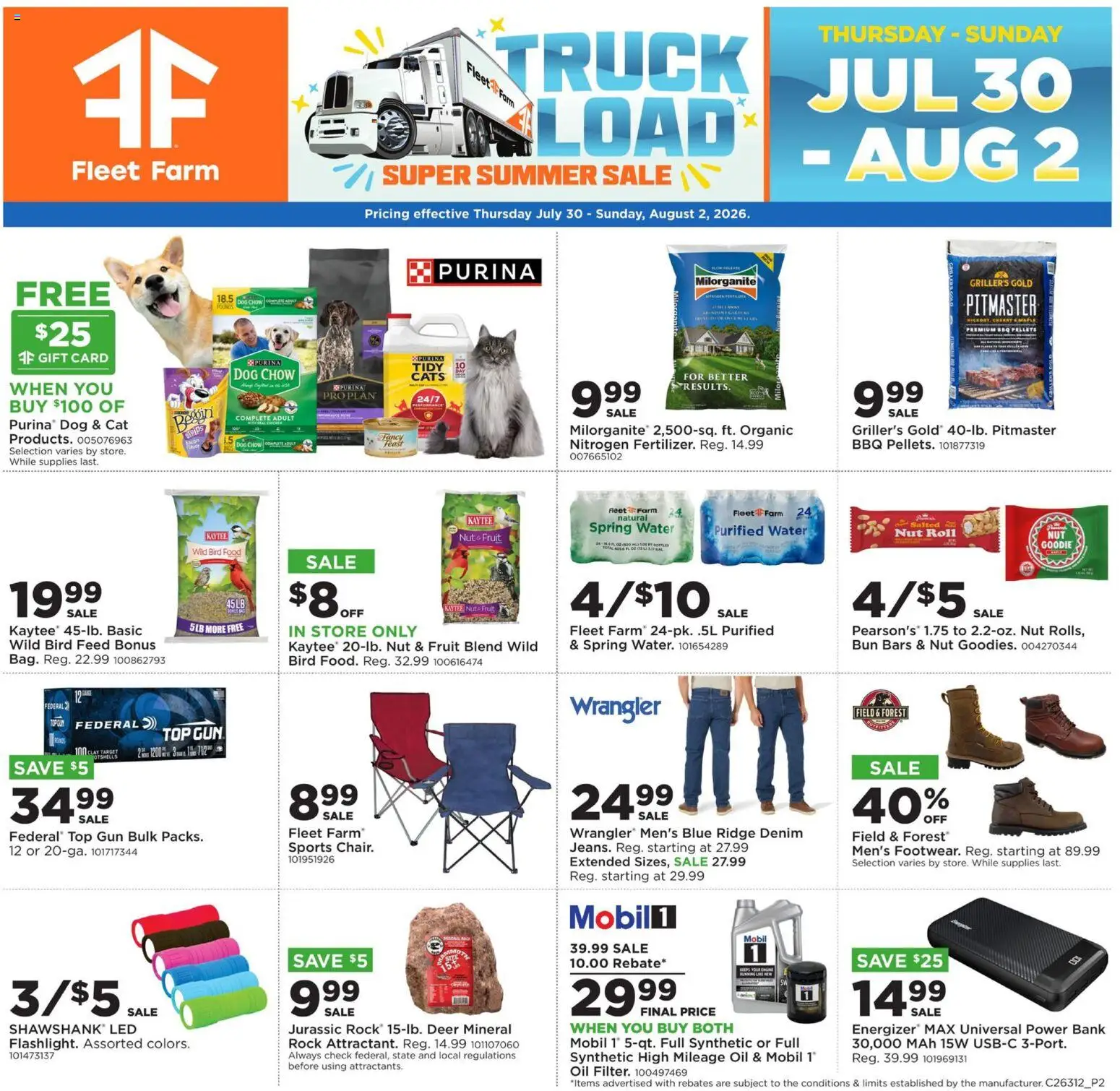 Mills Fleet Farm Black Friday in July - valid from 07/30/2026 | Page: 1 | Products: Ridge, Oil, Water, Gun