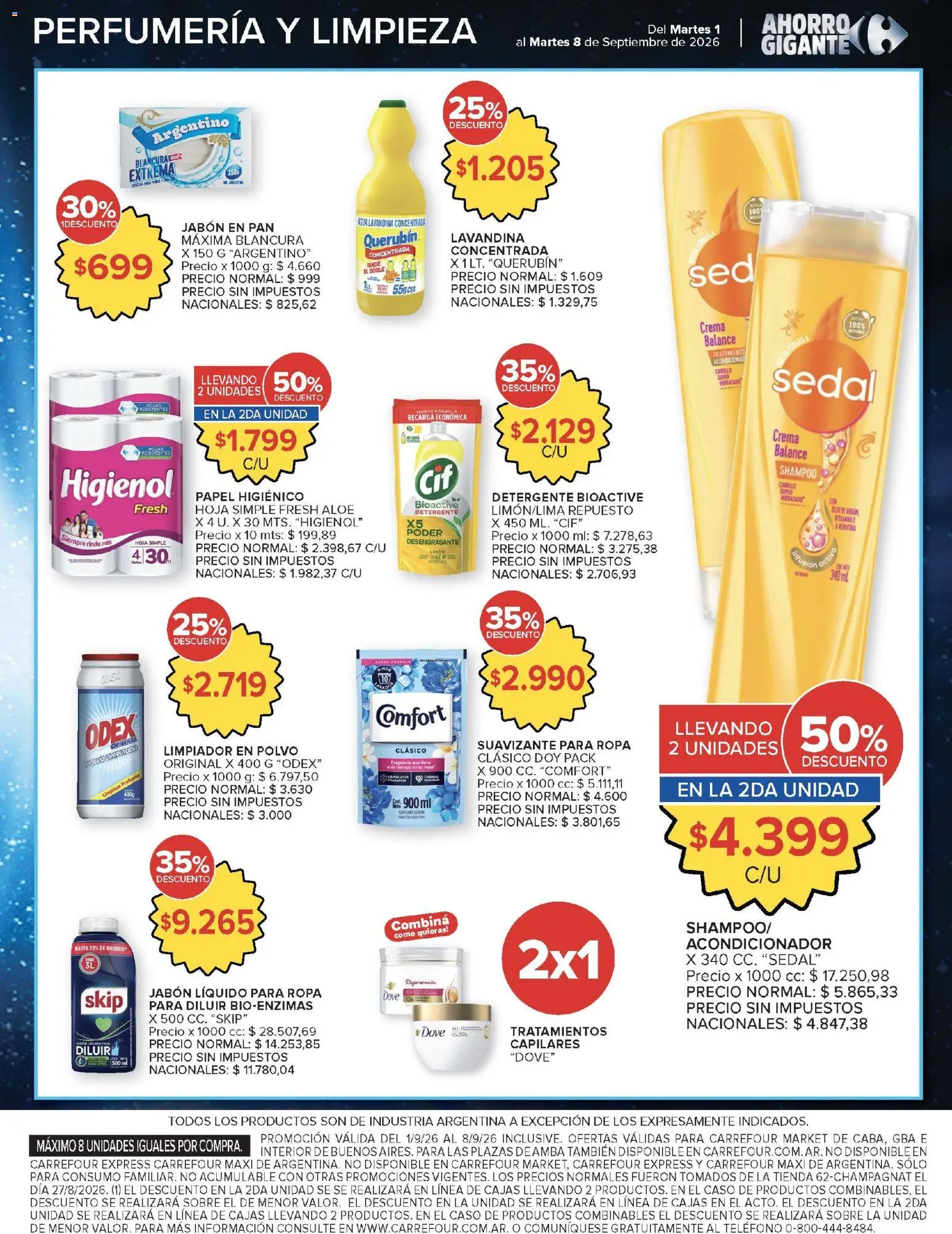 Carrefour - Ofertas │ válido desde el 01/09/2026 | Página: 50 | Productos: Papel higiénico, Sobre, Jabón, Suavizante