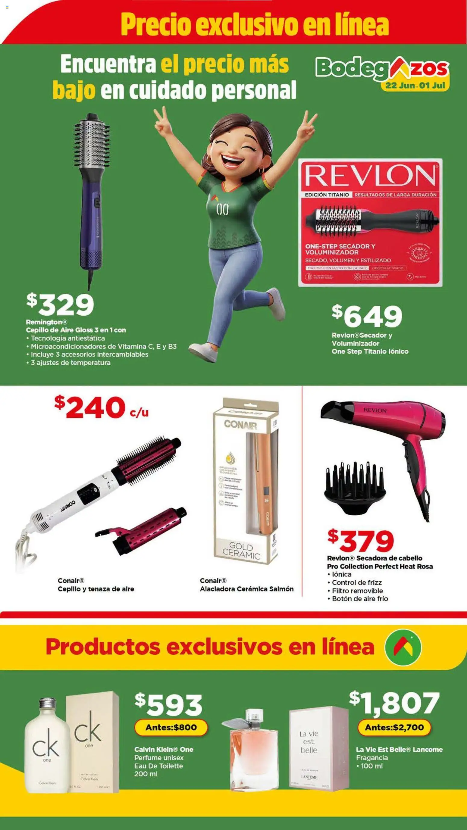 Nuevas ofertas de Bodega Aurrerá válidas en toda la República Mexicana desde el 22/06/2026. ¡Encuentra las mejores ofertas en Bodega Aurrerá folleto lleva tu despensa completa al precio más baj! | Página: 8 | Productos: Tenaza, Perfume, Fragancia, Eau de toilette
