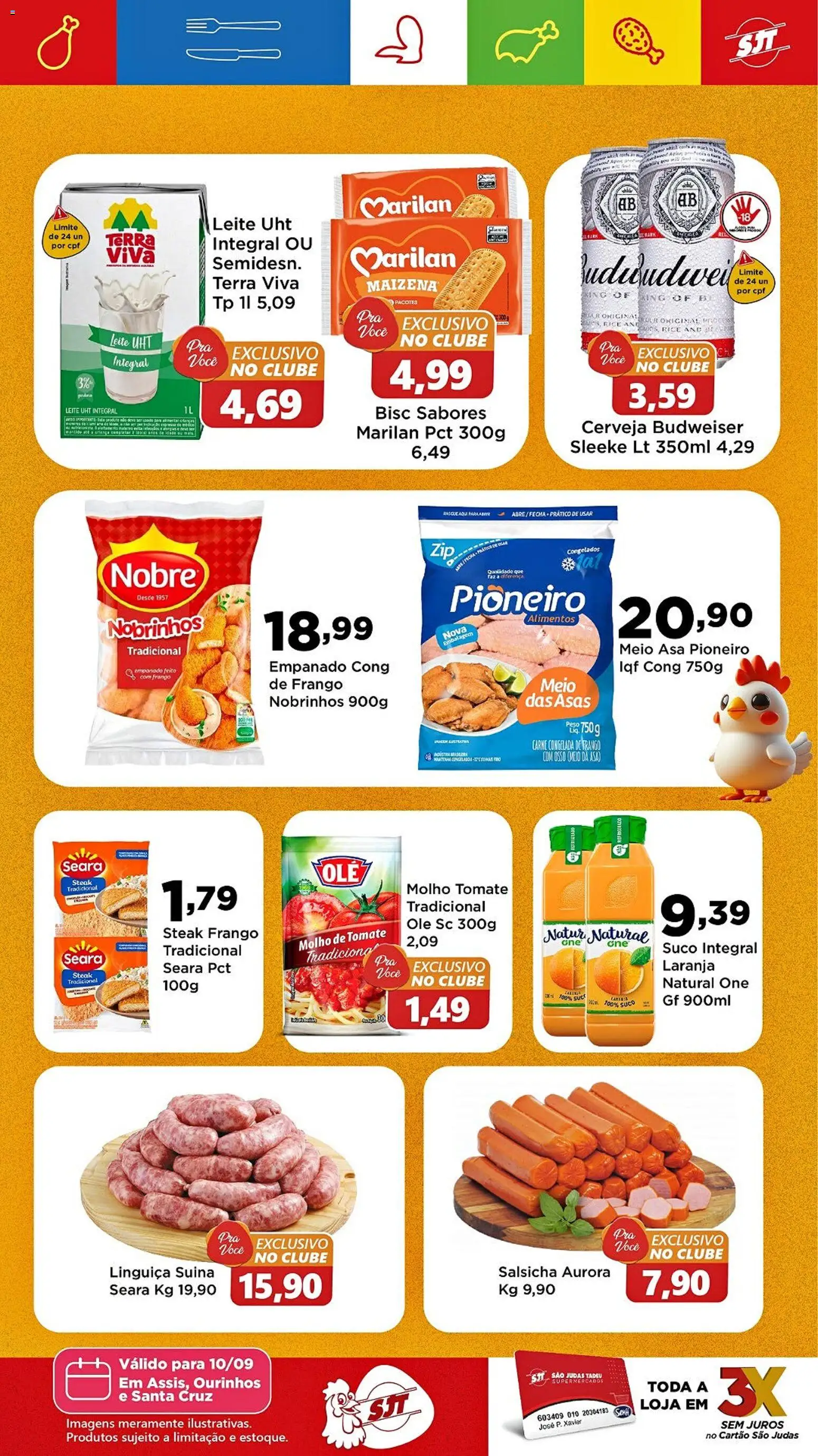 São Judas Tadeu Folheto - válido de 10/09/2026 | Página: 2 | Produtos: Molho de tomate, Salsicha, Leite, Frango