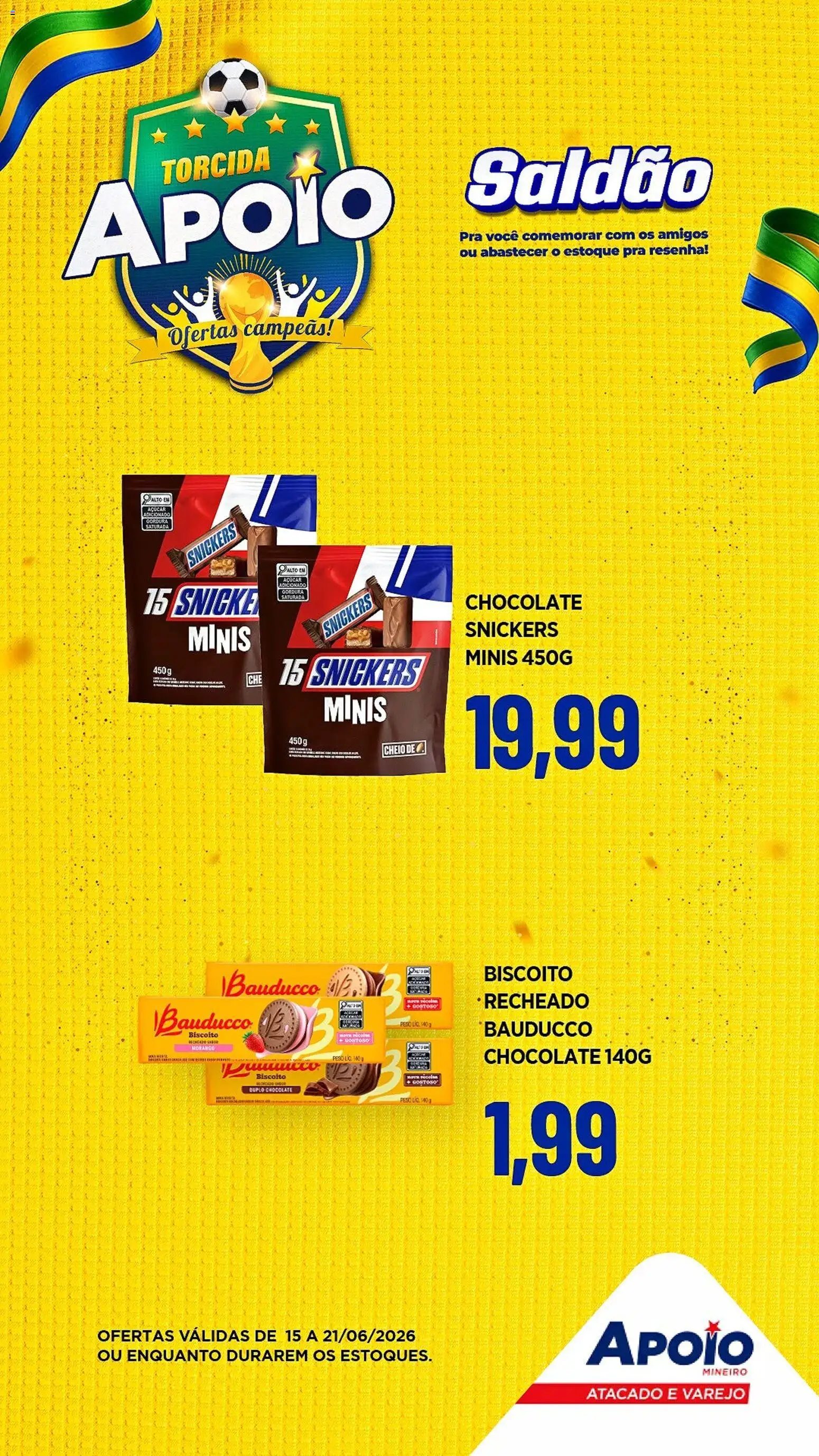 Apoio Mineiro Folheto - válido de 15.06.2026 | Página: 6 | Produtos: Biscoito, Chocolate, Açúcar