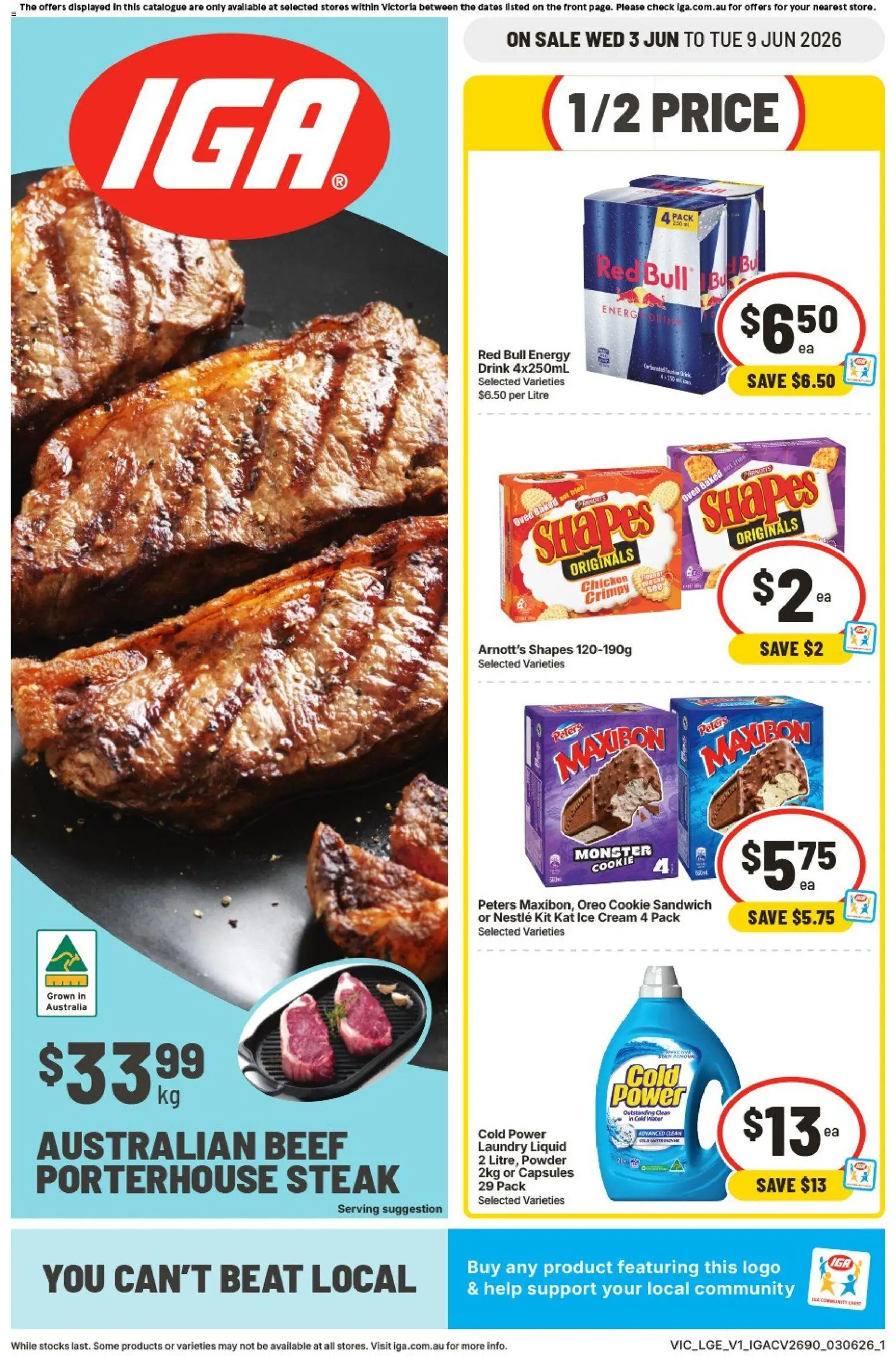 IGA catalogue - valid from 03.06.2026 | Page: 1 | Products: Powder, Chicken, Beef, Steak