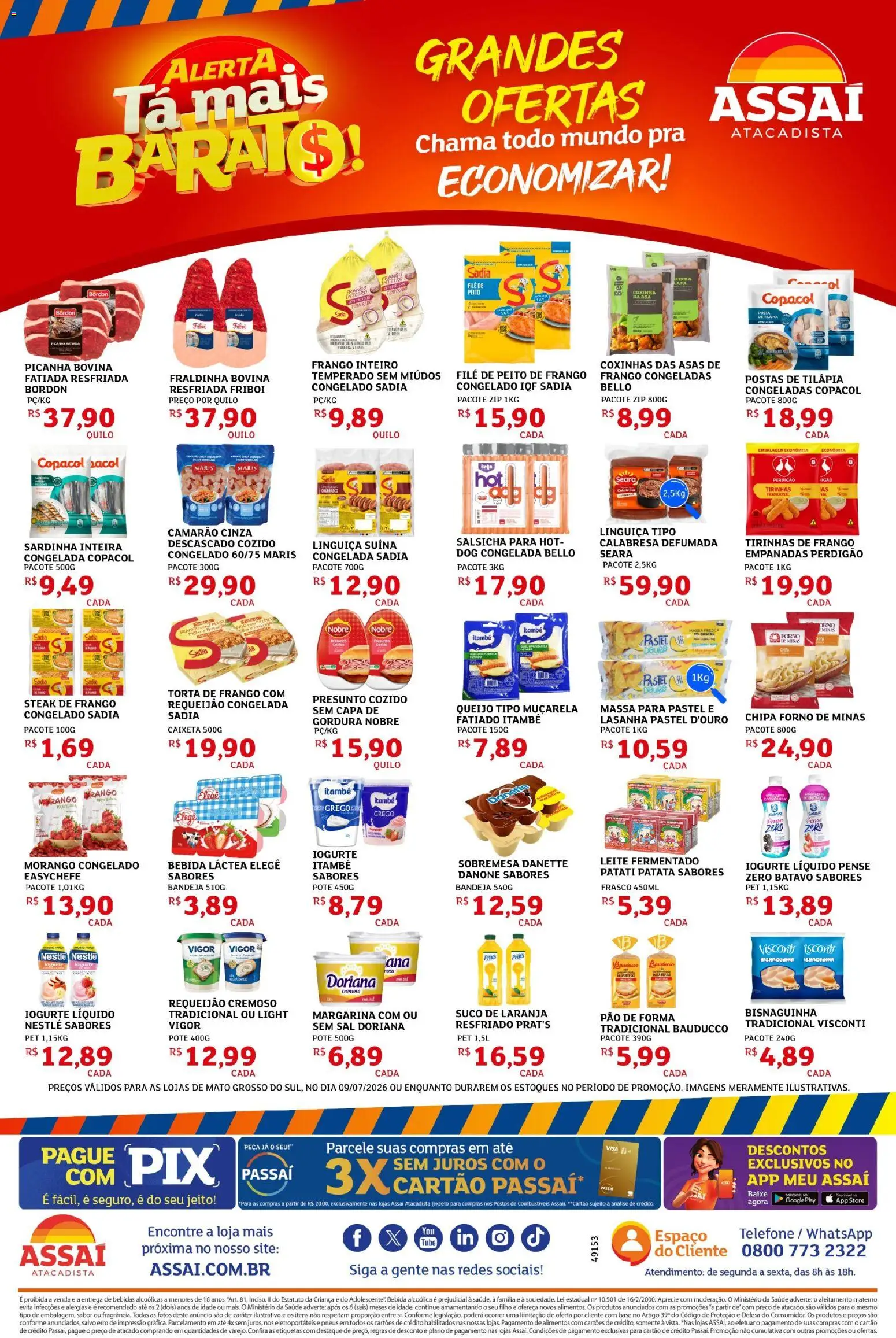 Assaí Atacadista Folheto - válido de 09/07/2026 | Página: 2 | Produtos: Fraldinha, Picanha, Iogurte, Frango