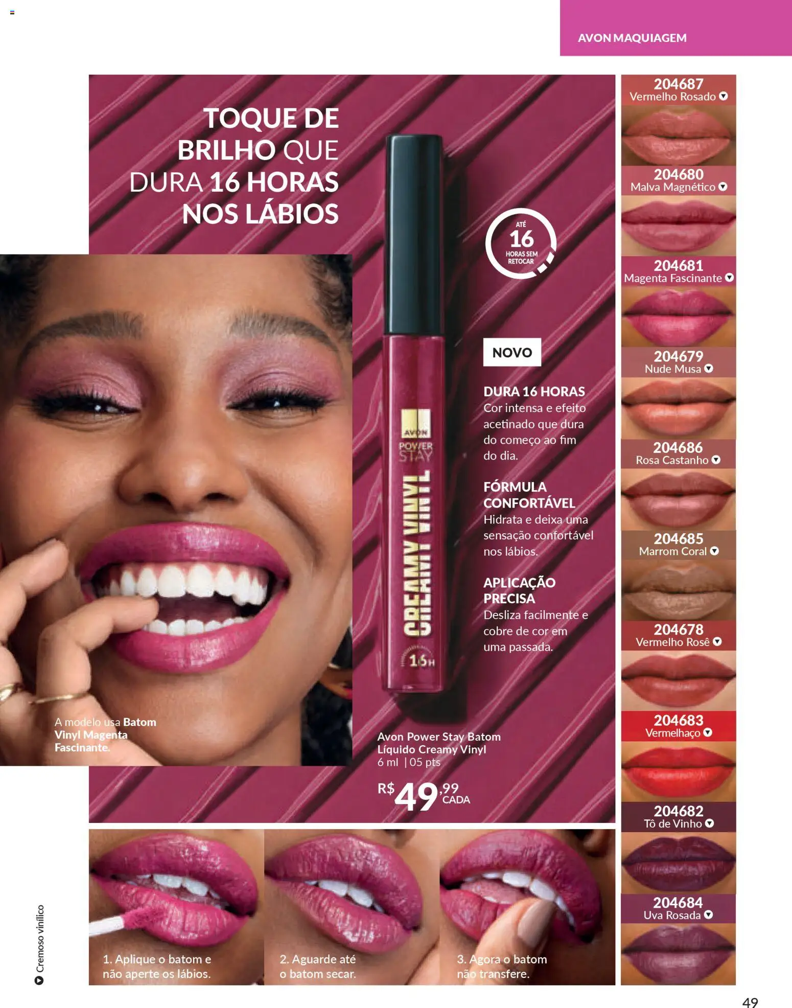Avon Folheto - válido de 18.02.2026 | Página: 49 | Produtos: Maquiagem, Batom, Vinho