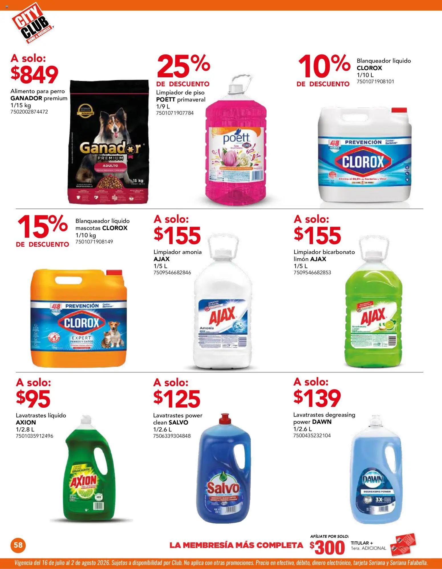 Nuevas ofertas de City Club válidas en toda la República Mexicana desde el 01/07/2026. ¡Encuentra las mejores ofertas en City Club catálogo! | Página: 58 | Productos: Limón, Limpiador