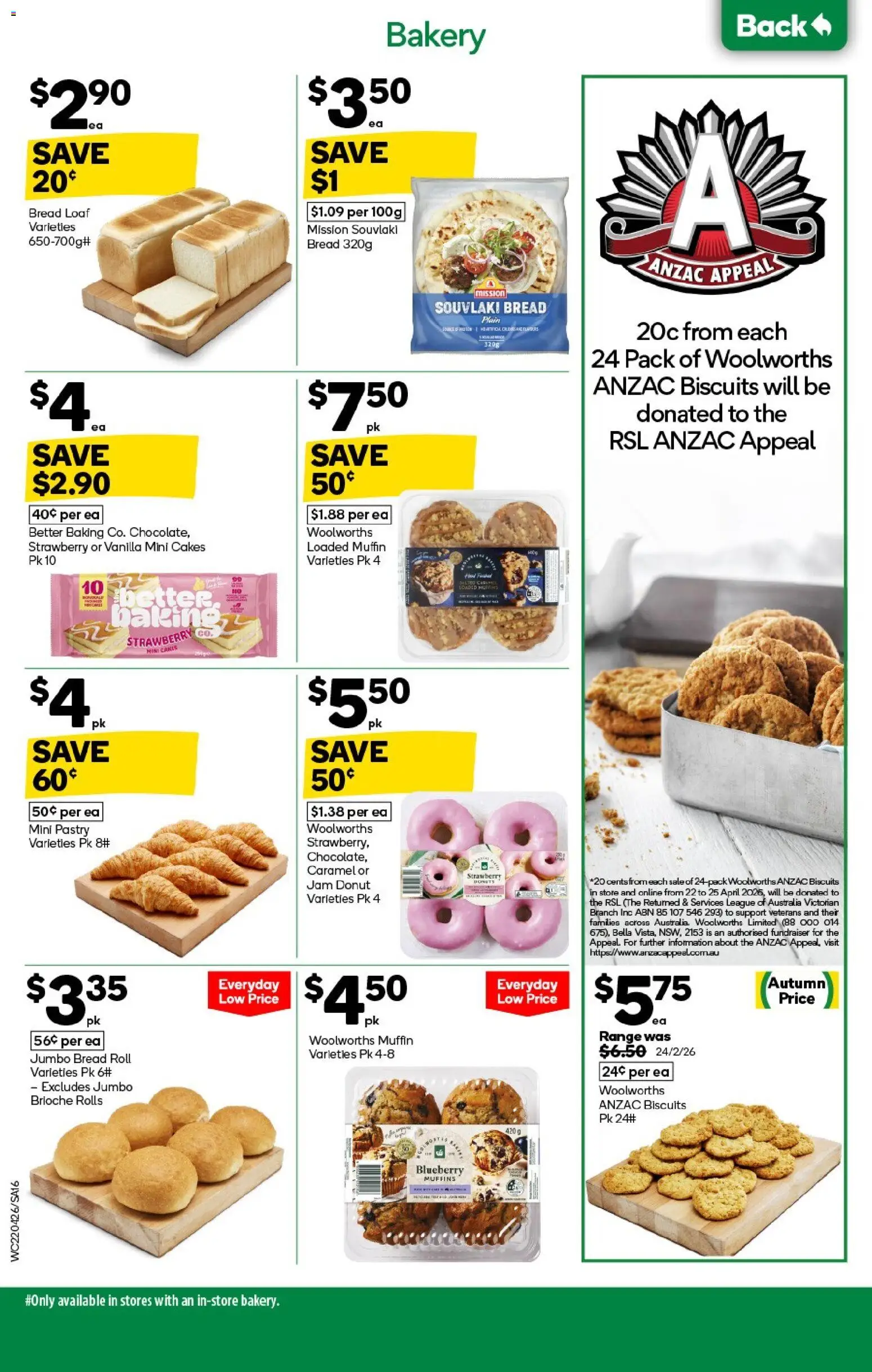 Woolworths catalogue - valid from 22.04.2026 | Page: 16 | Products: Bread, Muffins, Pastry, Bakery