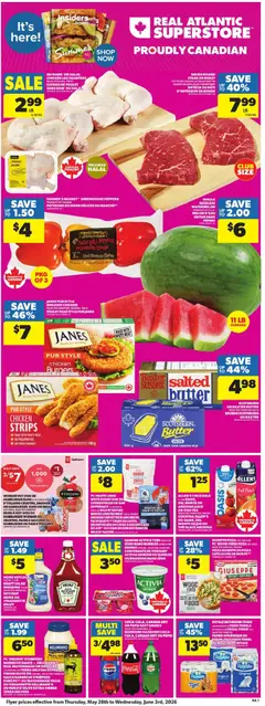 Preview of Atlantic Superstore weekly flyer / circulaire from shop Atlantic Superstore valid from 28.05.2026 | Page: 3 | Products: Butter, Bread, Juice, Chicken