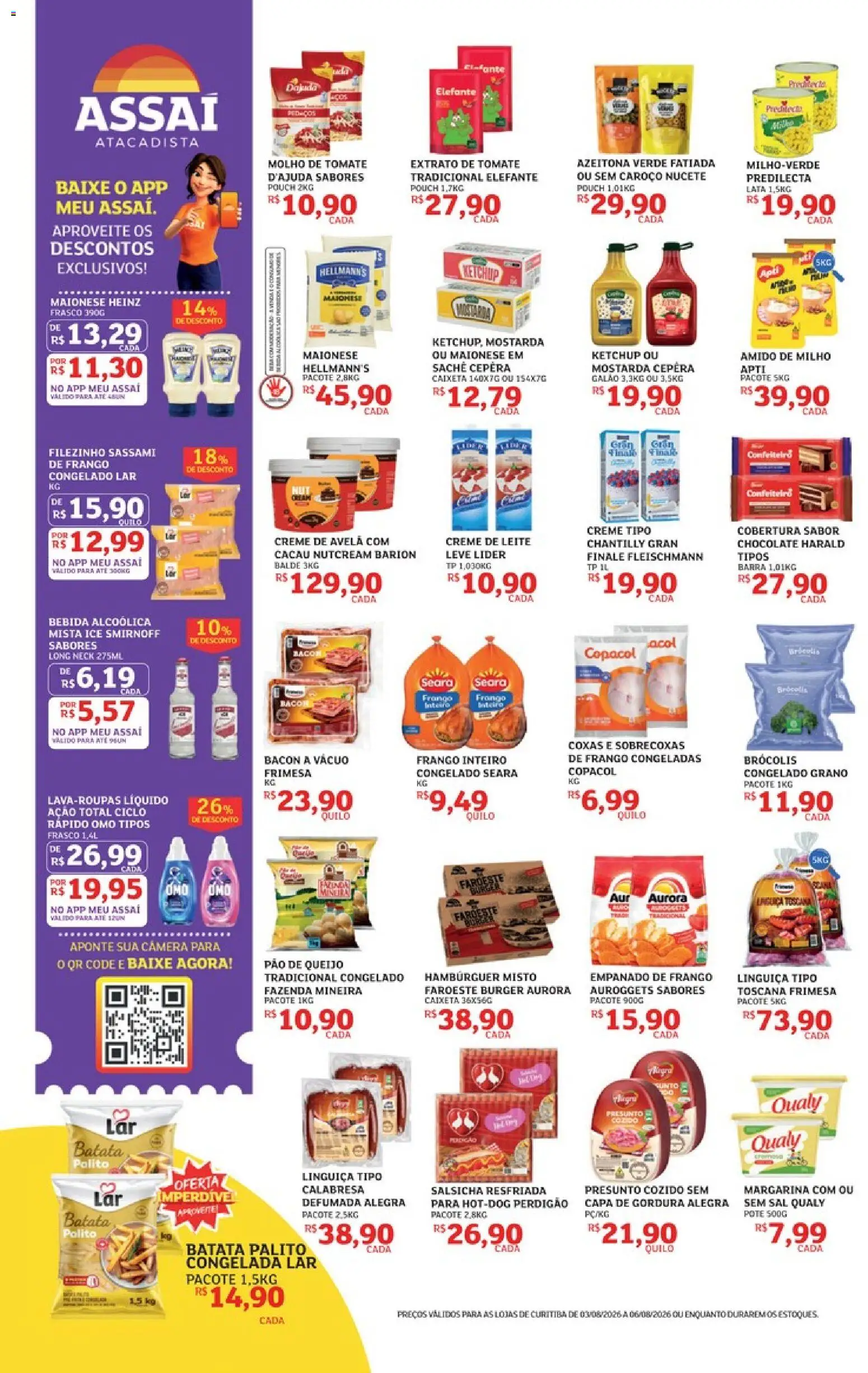 Assaí Atacadista Folheto - válido de 03/08/2026 | Página: 2 | Produtos: Leite, Batata, Margarina, Balde