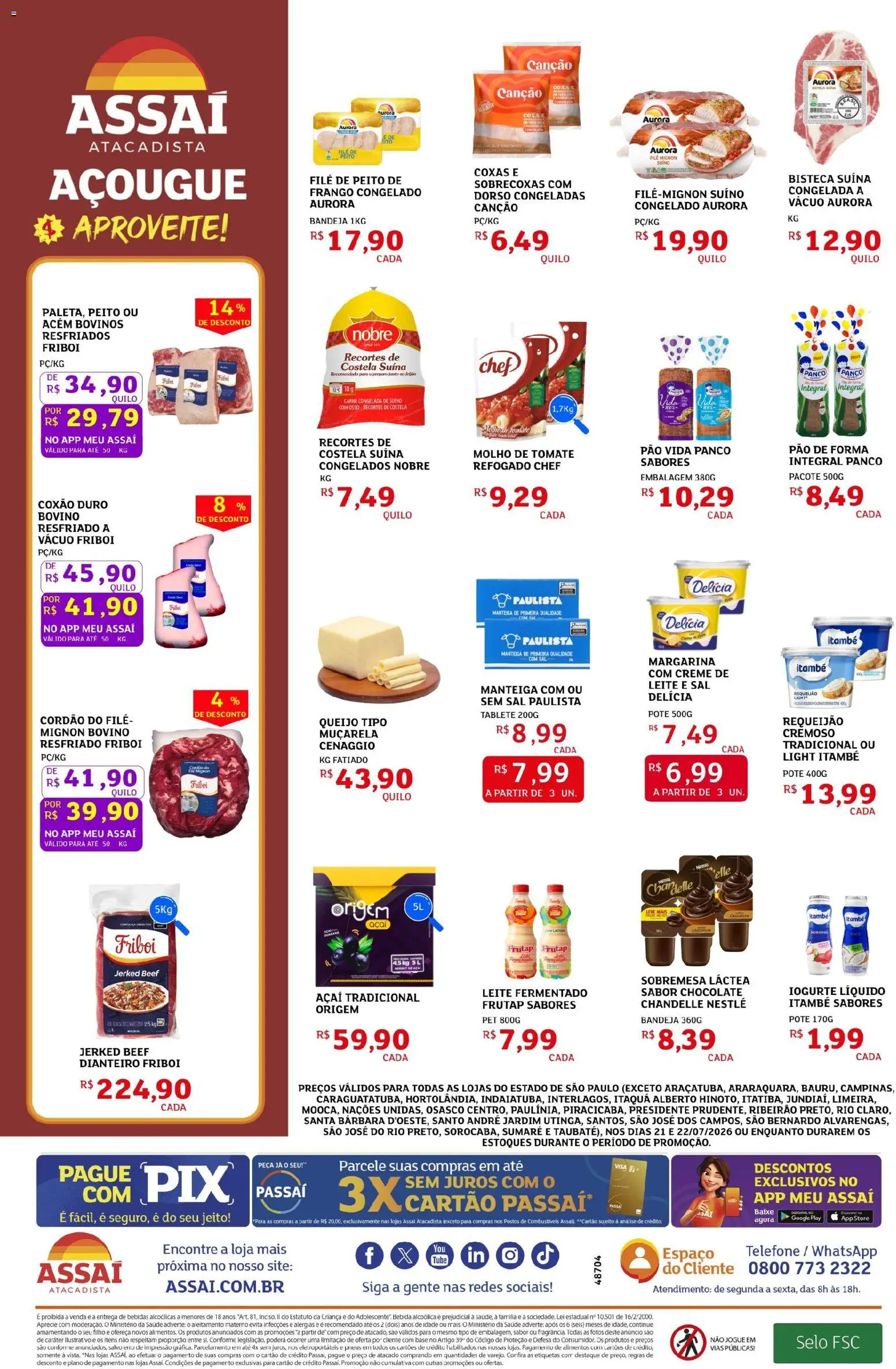 Assaí Atacadista Folheto - válido de 21/07/2026 | Página: 2 | Produtos: Molho de tomate, Acém, Pneus, Leite fermentado