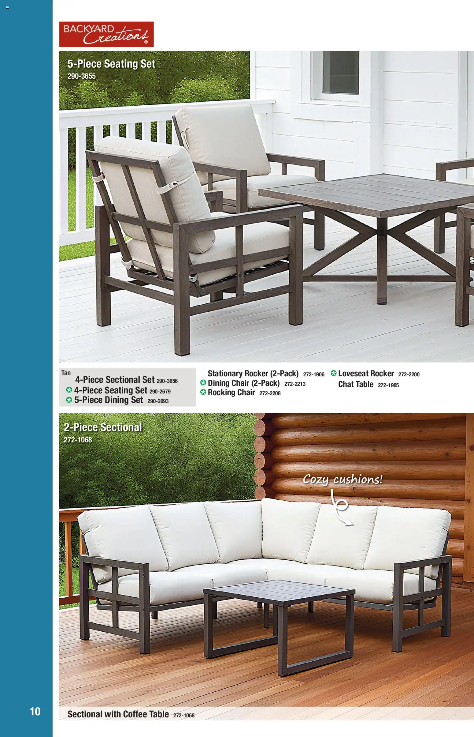 Menards Outdoor Living Catalogue - valid from 02/04/2026 | Page: 10 | Products: Coffee table, Chair, Rocking chair, Loveseat