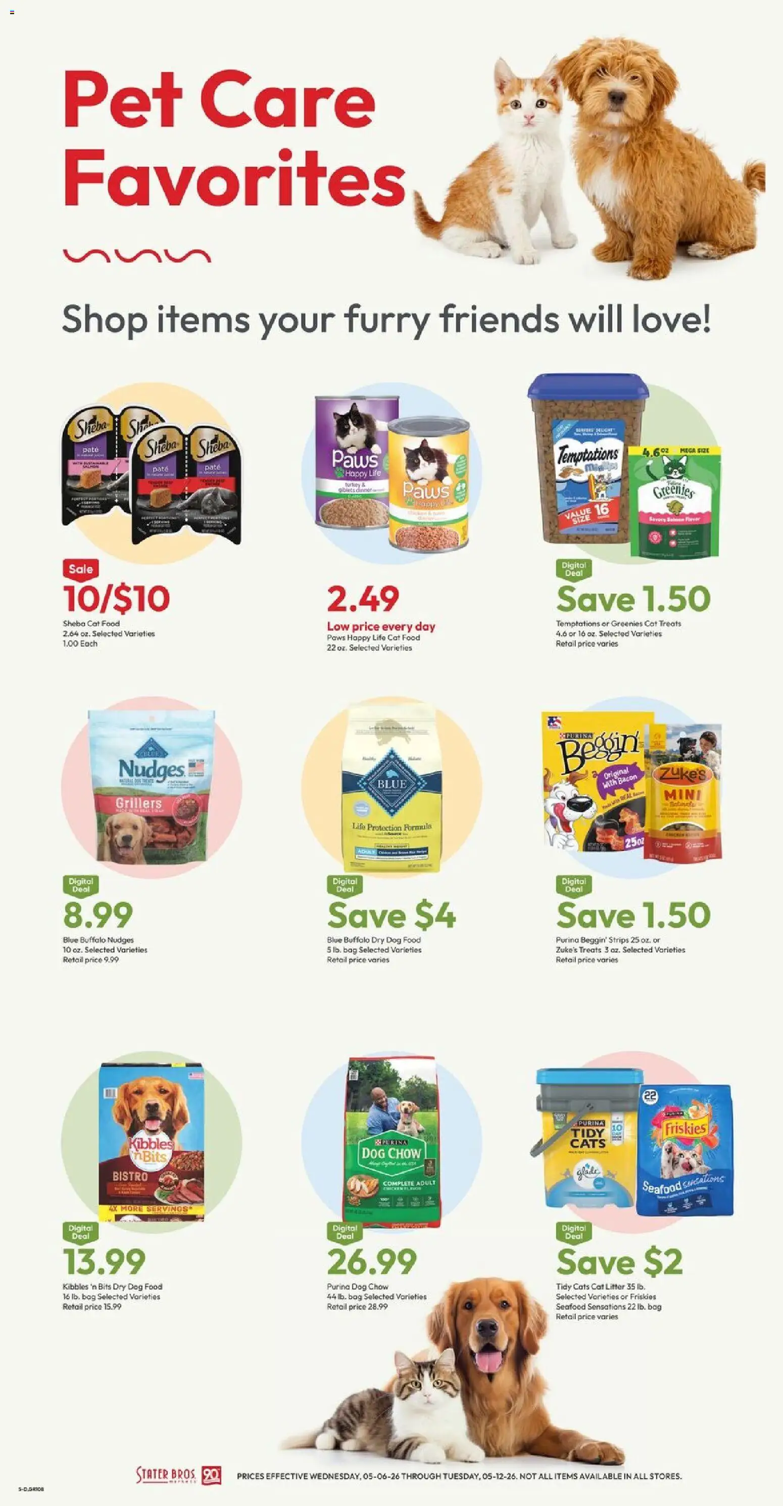 Stater Bros Weekly Ad - valid from 06.05.2026 | Page: 5 | Products: Cat Food, Cat Litter, Seafood, Bag