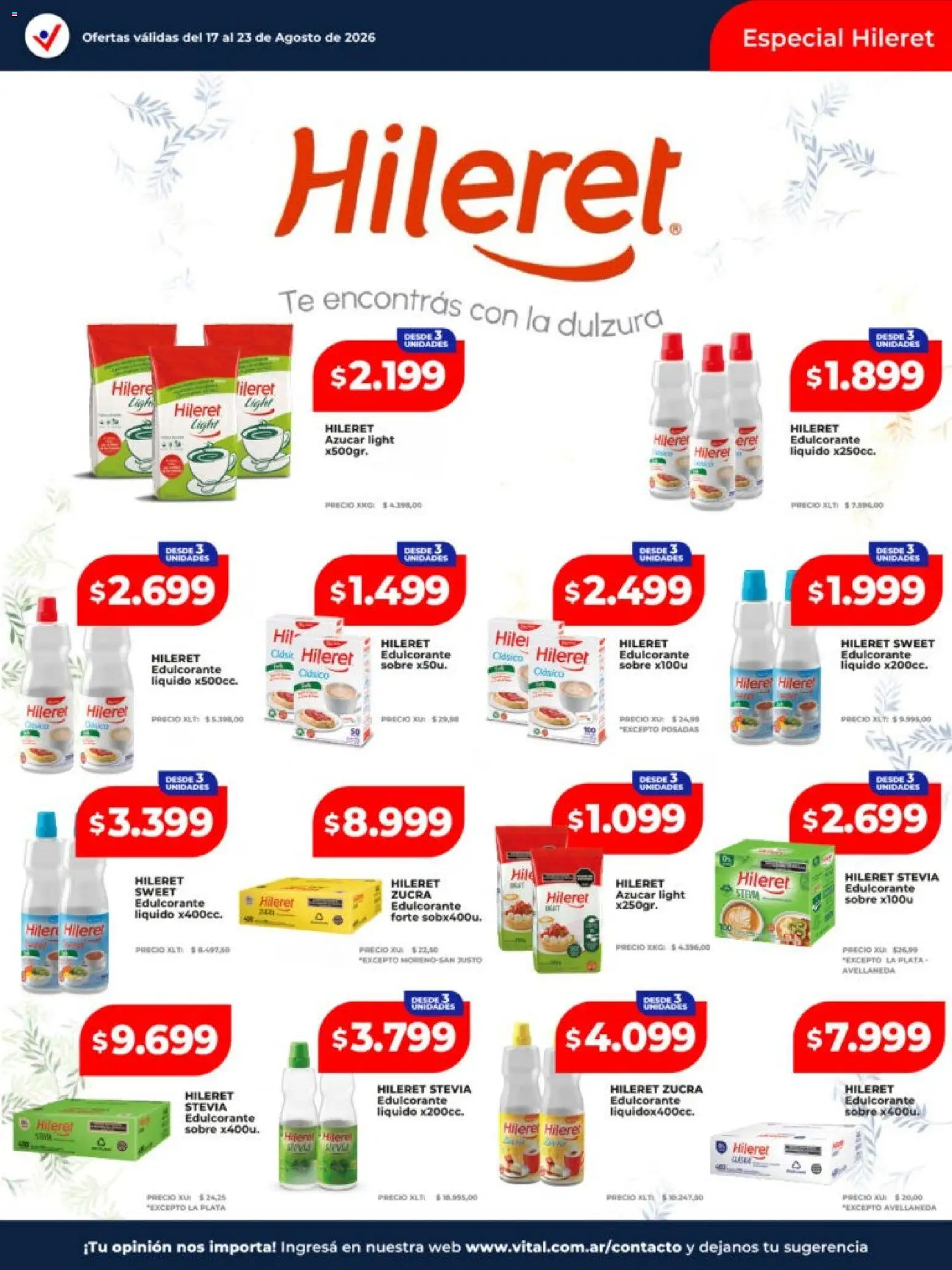 Vital - Ofertas │ válido desde el 17/08/2026 | Página: 22 | Productos: Sobre, Azucar, Edulcorante, Té