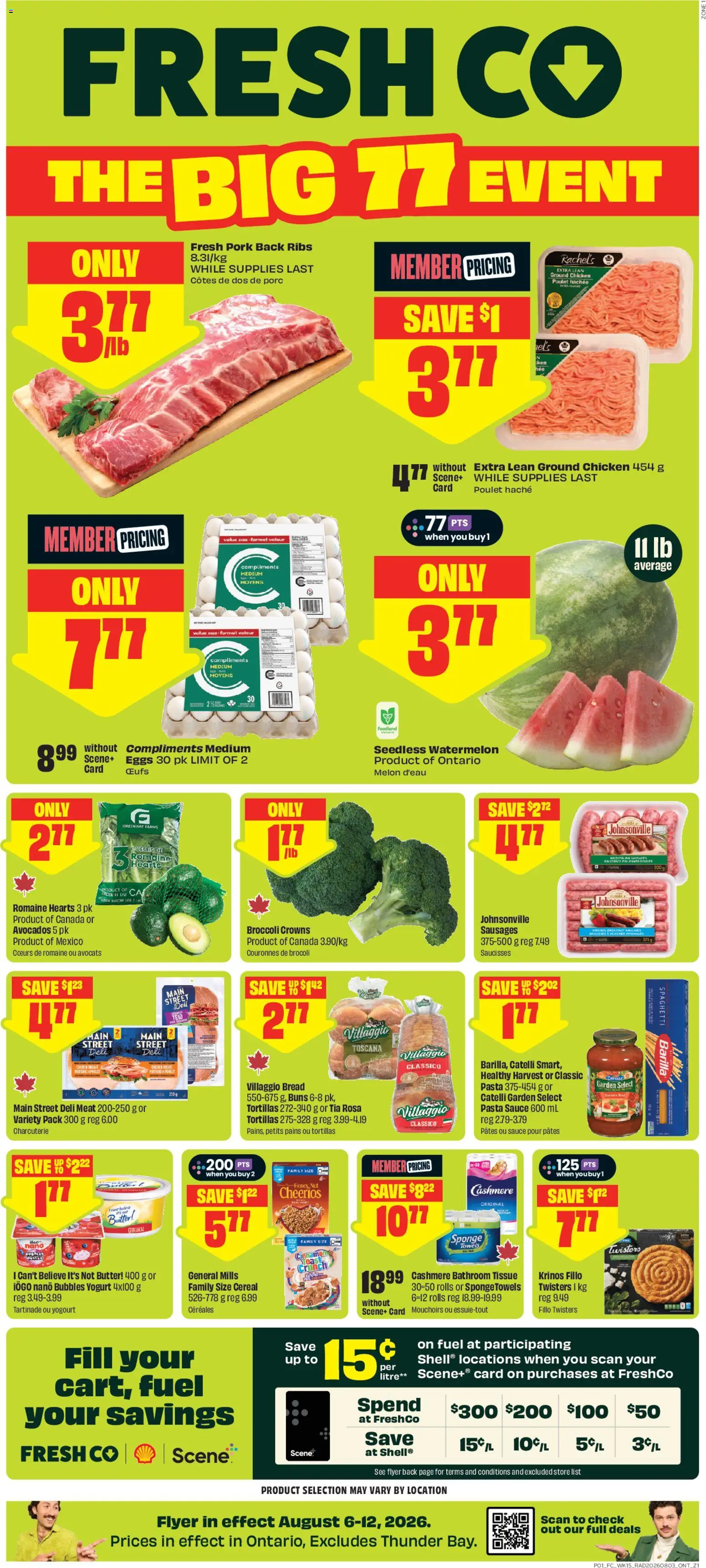 FreshCo flyer valid from Aug 6, 2026 | Page: 1