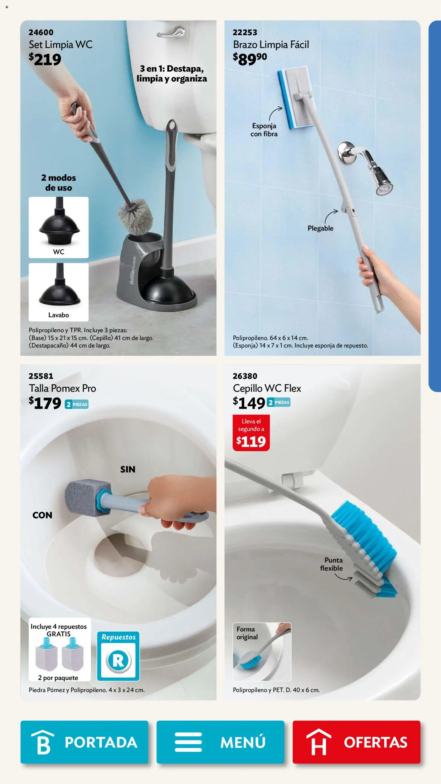 Nuevas ofertas de Betterware válidas en toda la República Mexicana desde el 03/08/2026. ¡Encuentra las mejores ofertas en Betterware campaña 8 2026! | Página: 101 | Productos: Cepillo, Esponja, Wc, Flexible