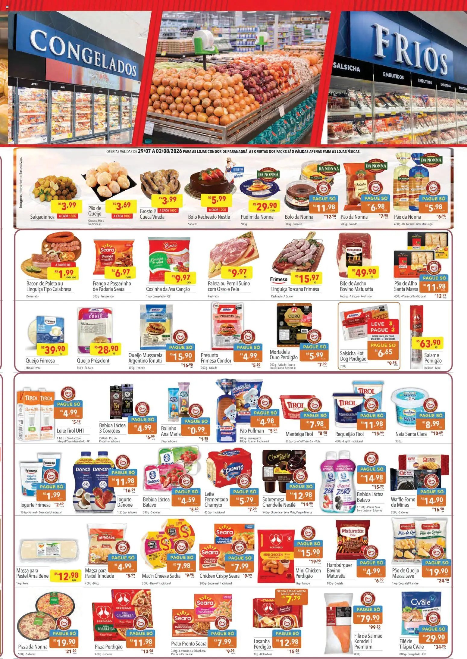 Supermercados Condor Folheto - válido de 29/07/2026 | Página: 3 | Produtos: Manteiga, Salame, Massa, Bolo