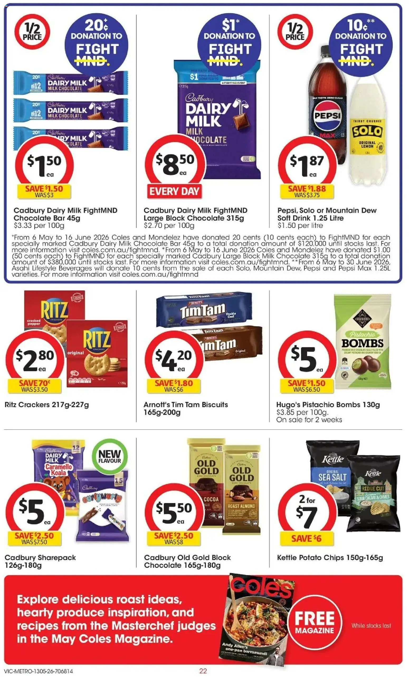 Coles catalogue - valid from 13.05.2026 | Page: 22 | Products: Sour cream, Pepsi, Pepsi Max, Kettle