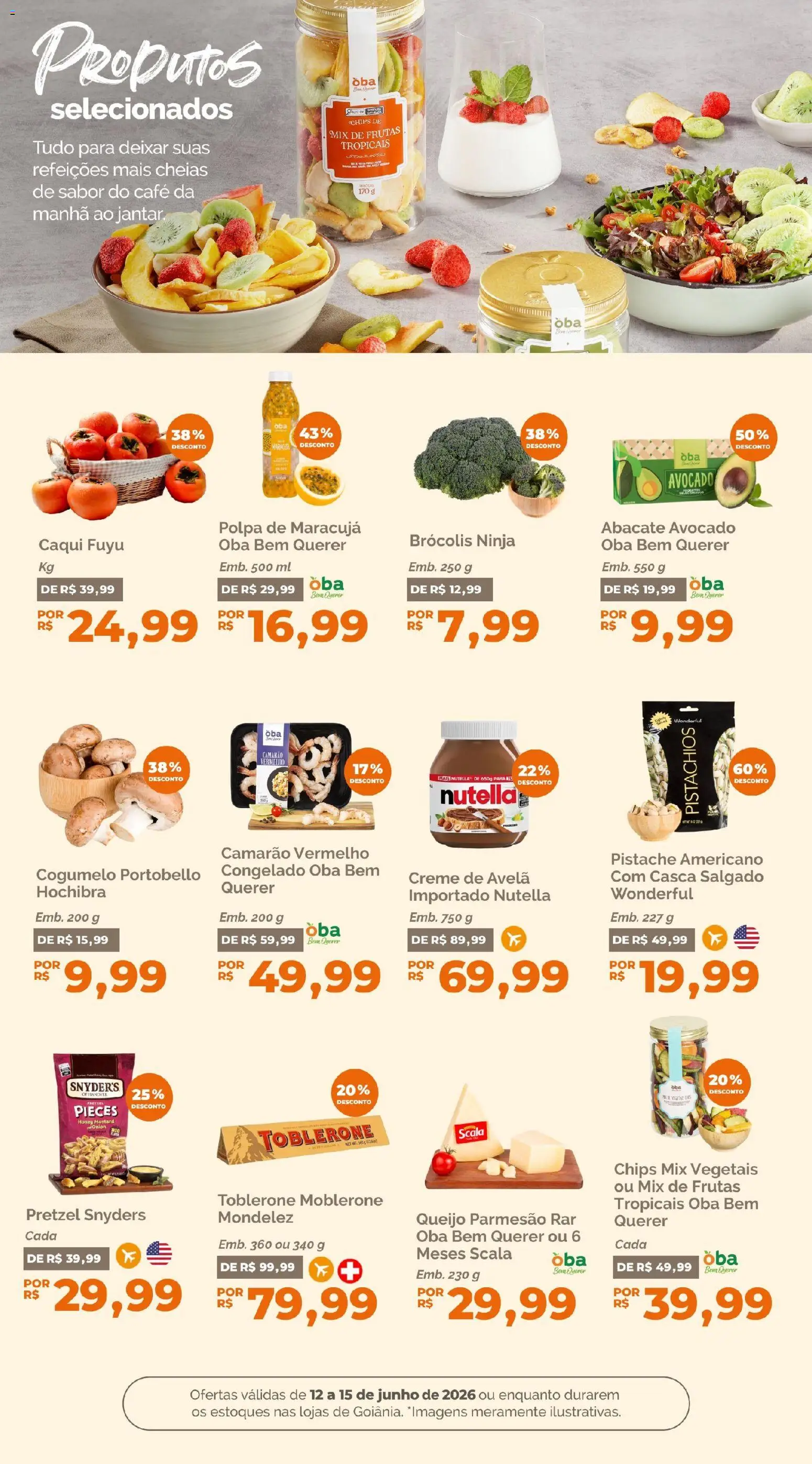 Oba Hortifruti Folheto - válido de 12.06.2026 | Página: 6 | Produtos: Caqui, Queijo parmesão, Brócolis, Creme de avelã