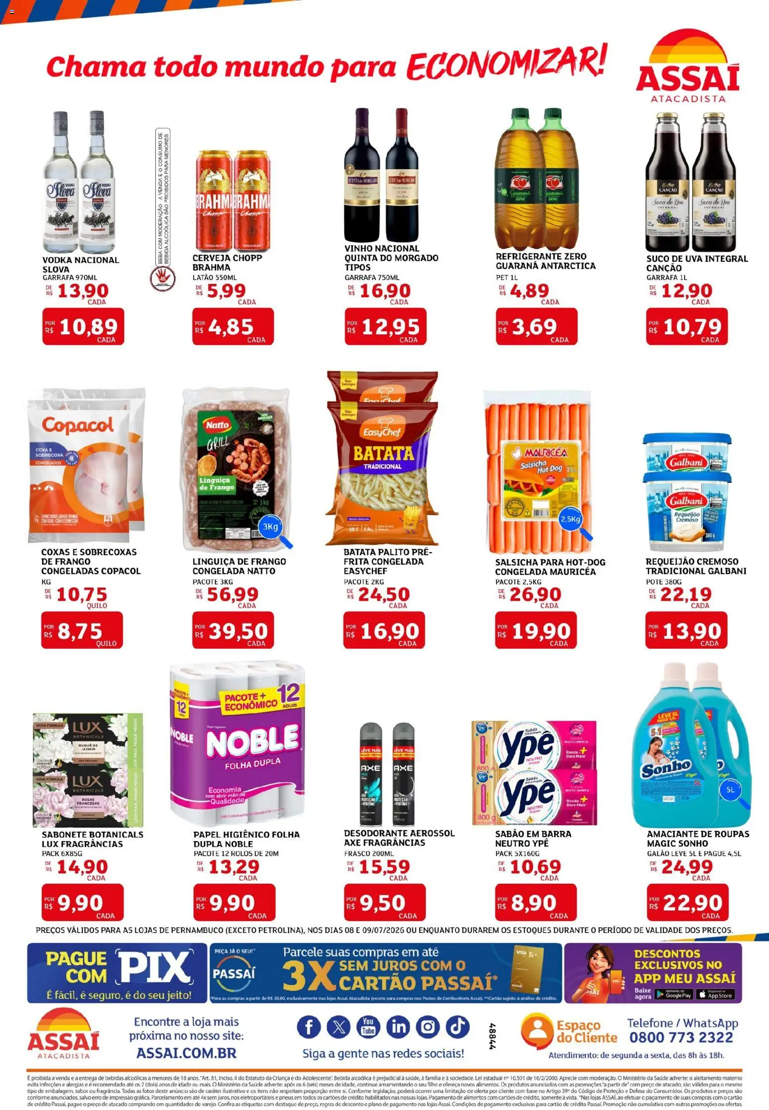Assaí Atacadista Folheto - válido de 08/07/2026 | Página: 2 | Produtos: Guaraná, Base, Sabonete, Papel higiênico