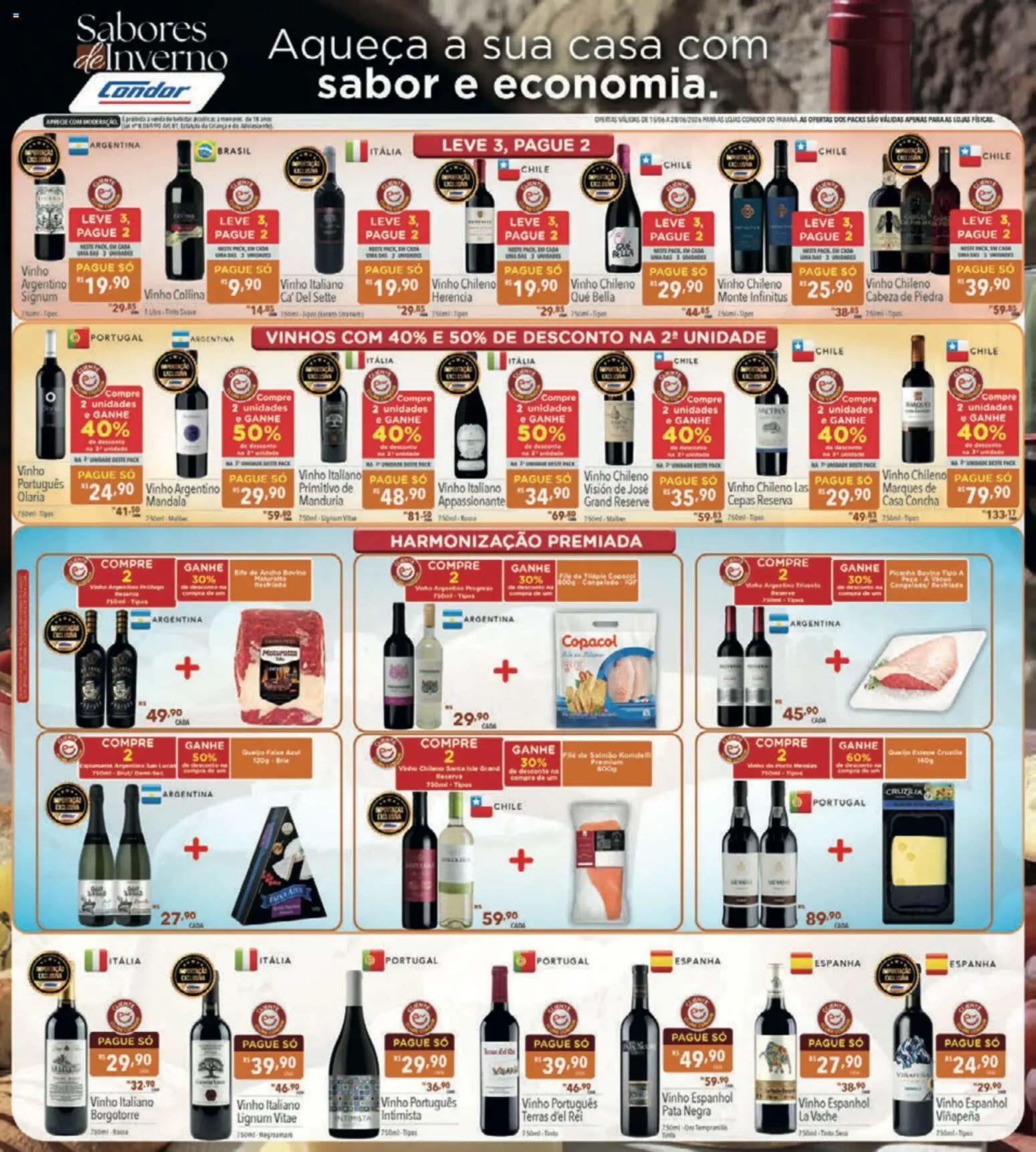 Supermercados Condor Folheto - válido de 15.06.2026 | Página: 2 | Produtos: Cama, Picanha, Vinho, Brie