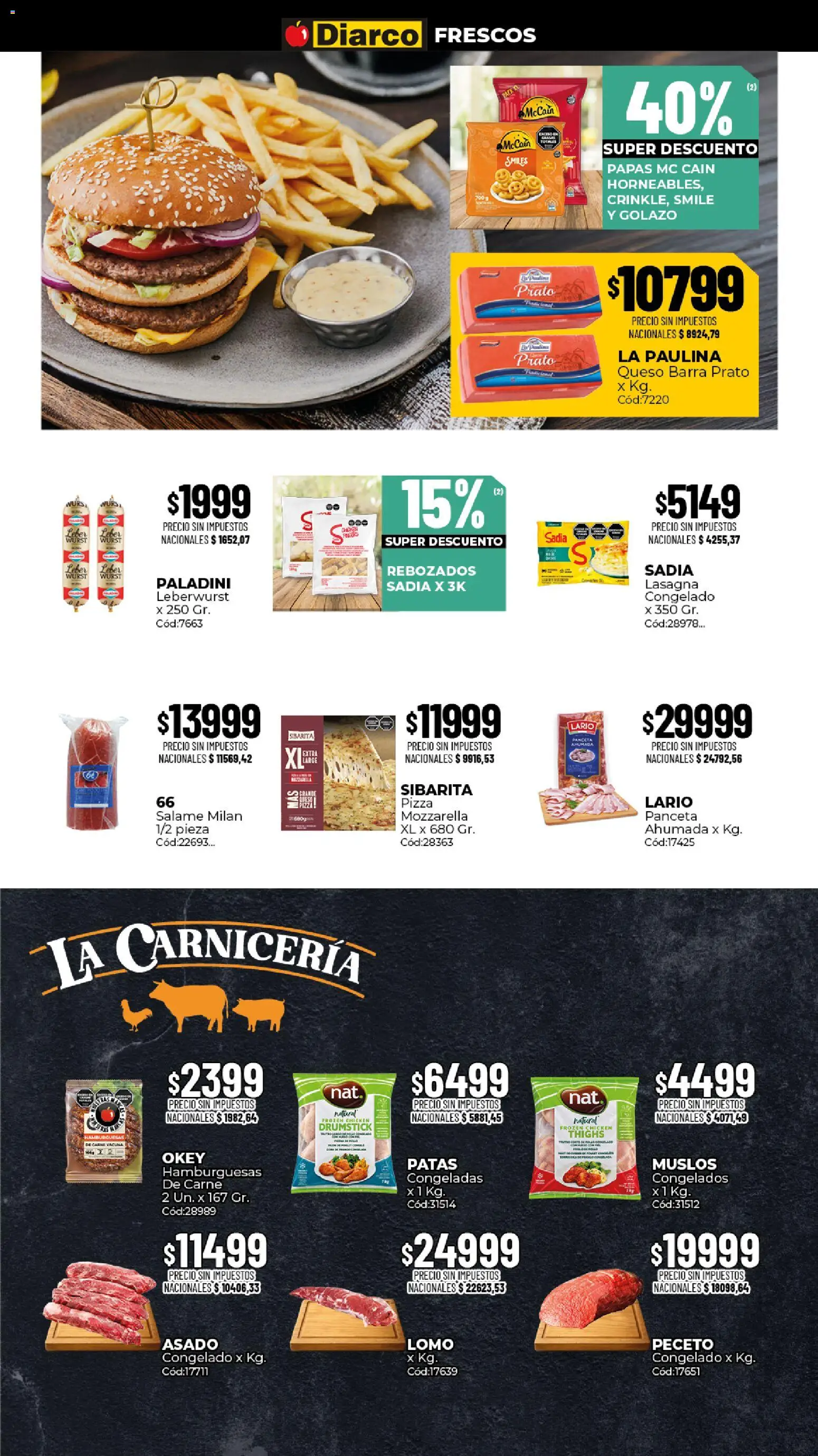 Diarco ofertas │ válido desde el 24/08/2026 | Página: 10 | Productos: Mozzarella, Lomo, Papas, Queso