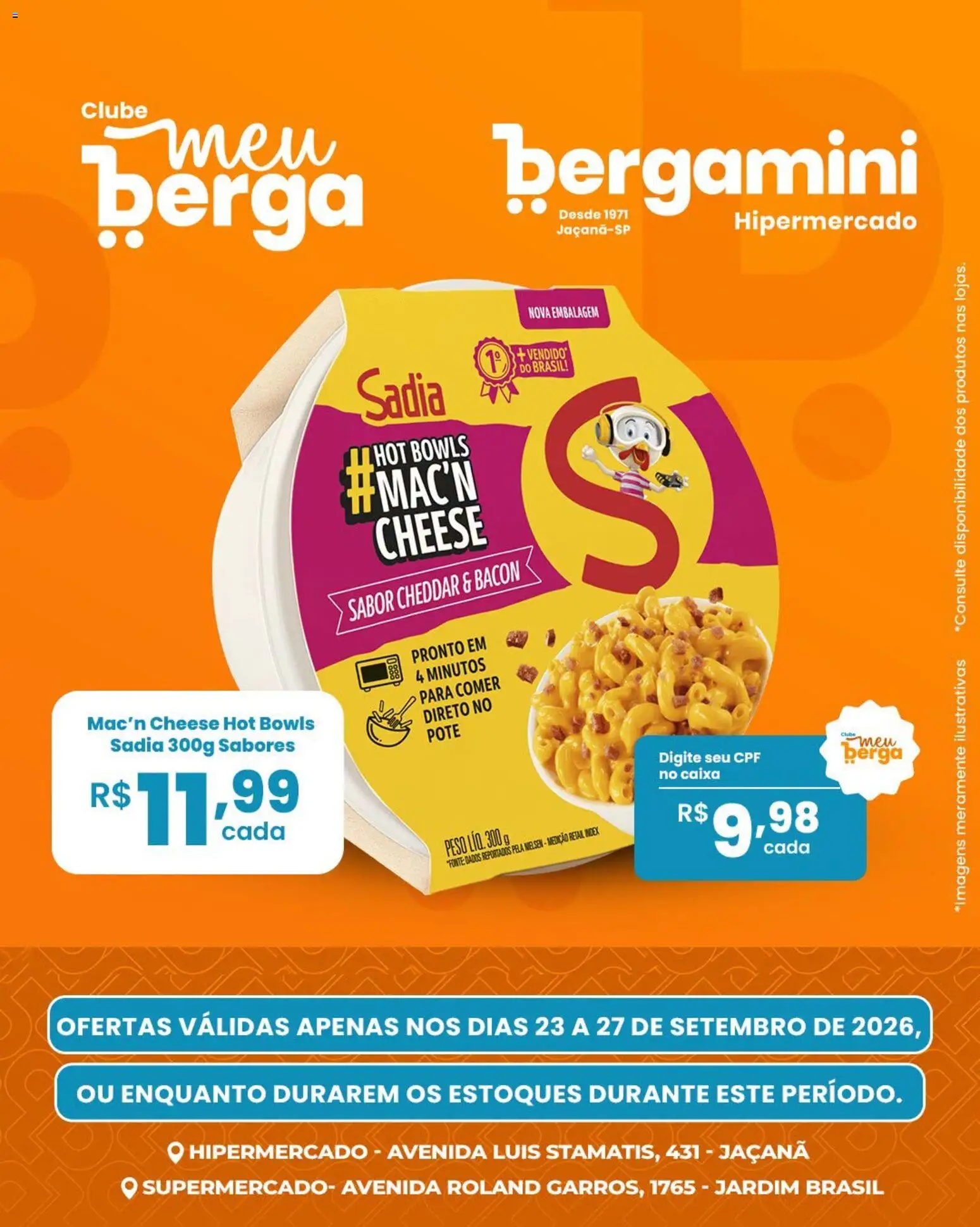 Supermercado Bergamini Folheto - válido de 23/09/2026 | Página: 2 | Produtos: Caixa, Cheddar, Bacon