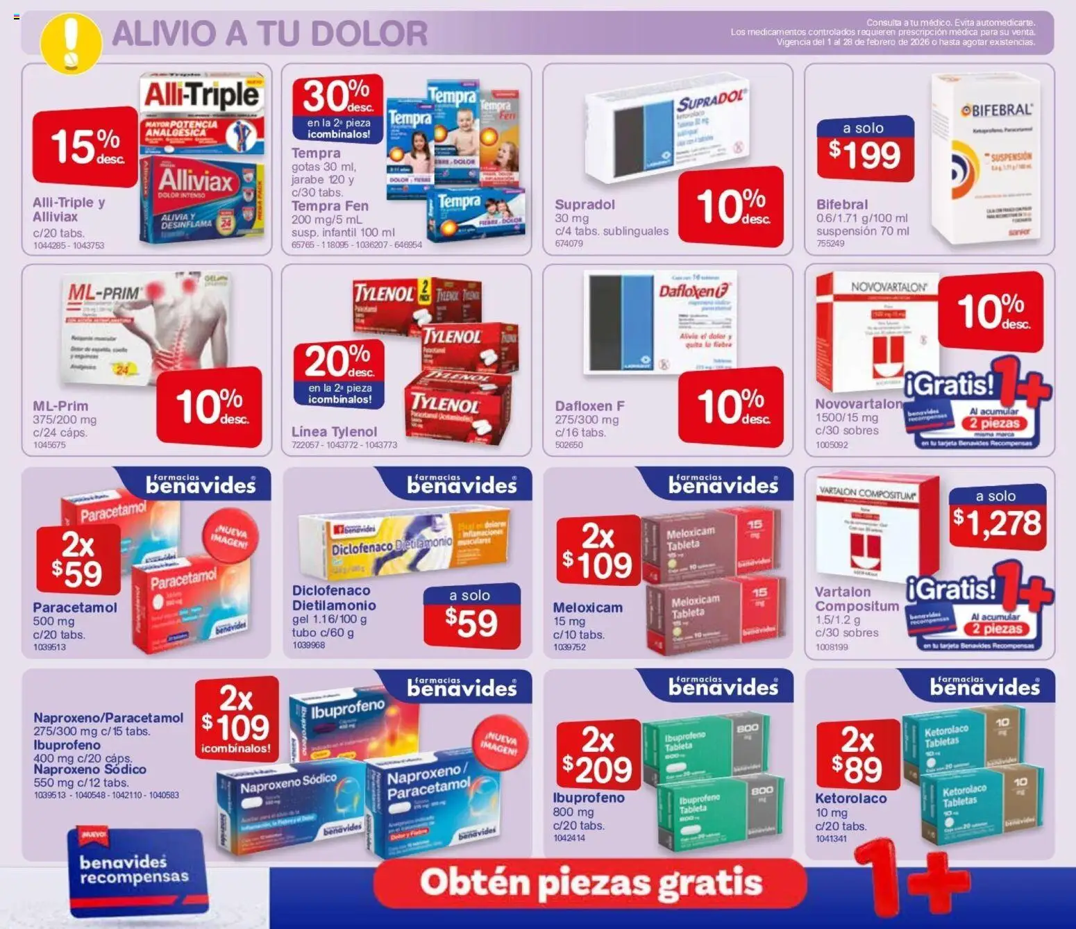 Nuevas ofertas de Farmacia Benavides válidas en toda la República Mexicana desde el 01/01/2026. ¡Encuentra las mejores ofertas en Farmacia Benavides catálogo! | Página: 12 | Productos: Jarabe, Tableta
