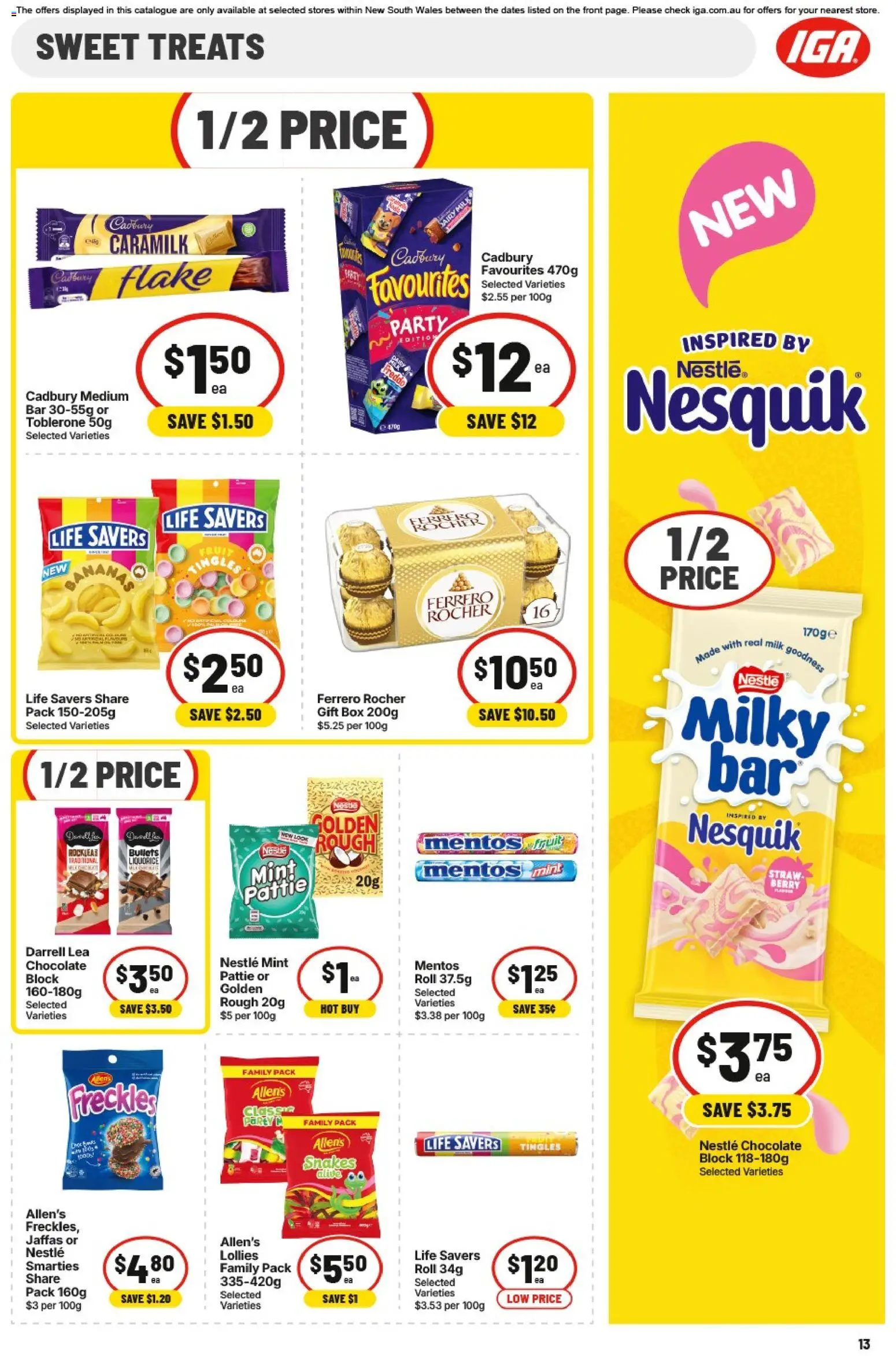 IGA catalogue - valid from 01/07/2026 | Page: 13 | Products: Box, Milk, Chocolate, Lollies