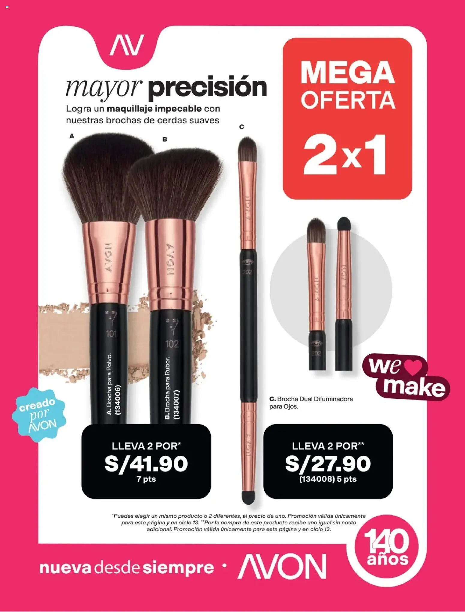 Catálogo Avon válido desde 11/08/2026 | Página: 52 | Productos: Brocha, Maquillaje