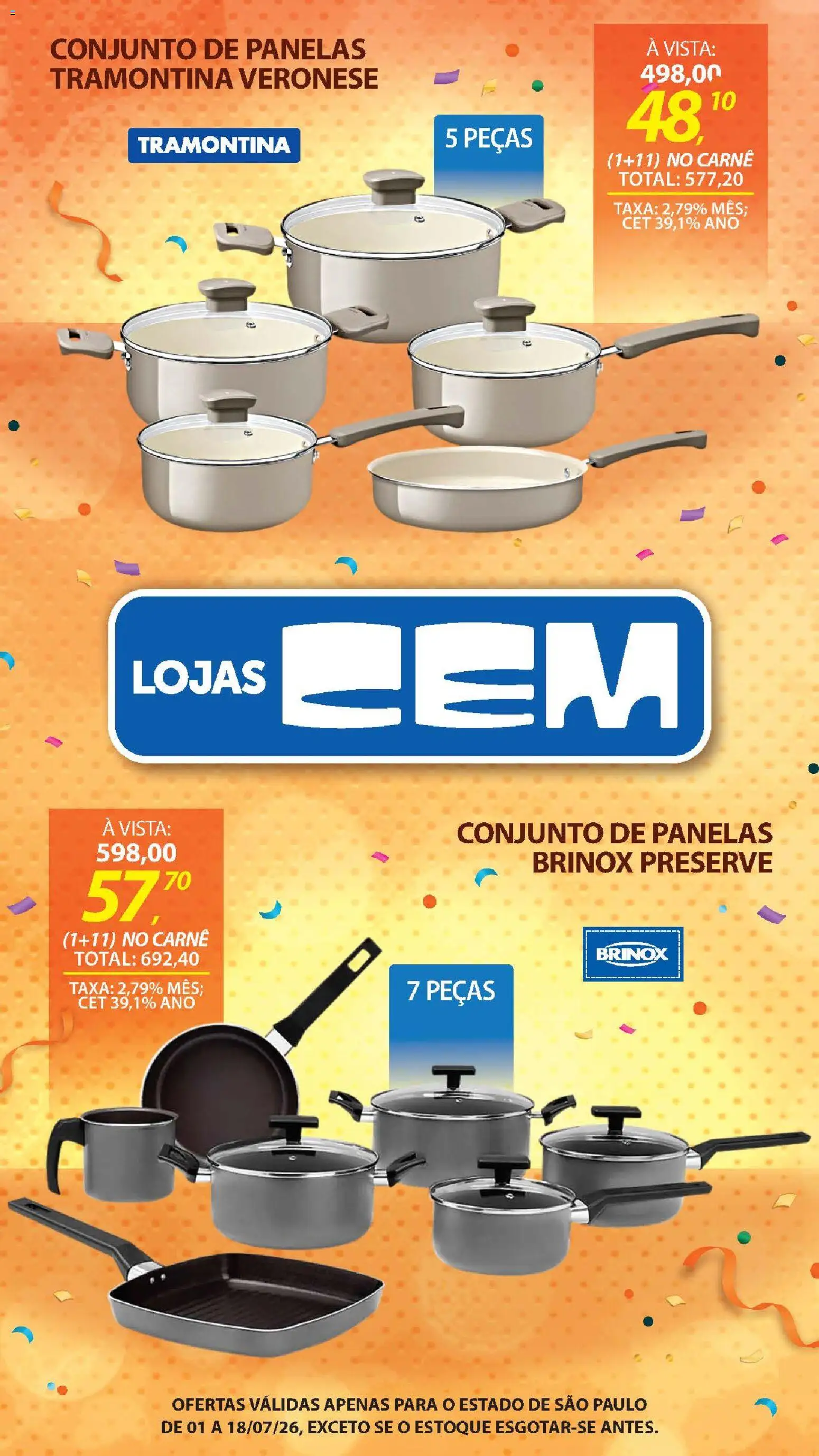 Lojas Cem Folheto - válido de 01/07/2026 | Página: 76 | Produtos: Conjunto de panelas, Carne