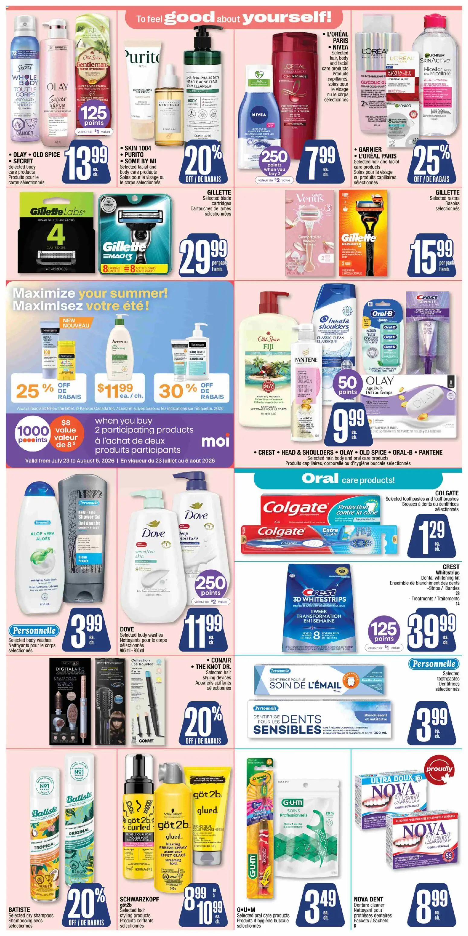 Jean Coutu flyer valid from Jul 23, 2026 | Page: 8 | Products: Tea, Micellar water, Body wash, Shower