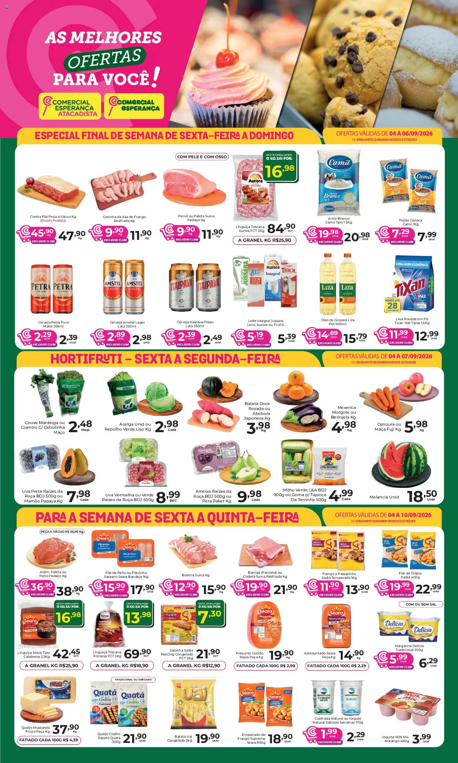 Comercial Esperança Folheto - válido de 04/09/2026 | Página: 1 | Produtos: Abóbora, Feijão, Repolho, Mamão