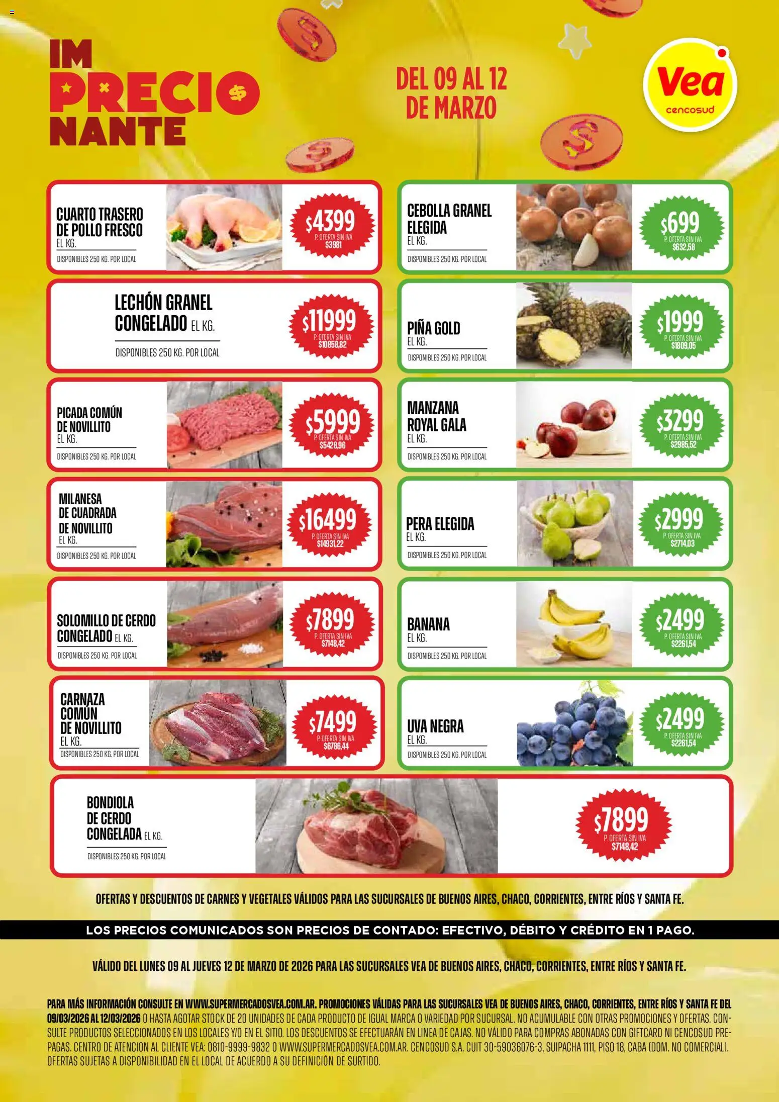 Vea ofertas │ válido desde el 09.03.2026 | Página: 1 | Productos: Cebolla, Banana, Milanesa, Piña