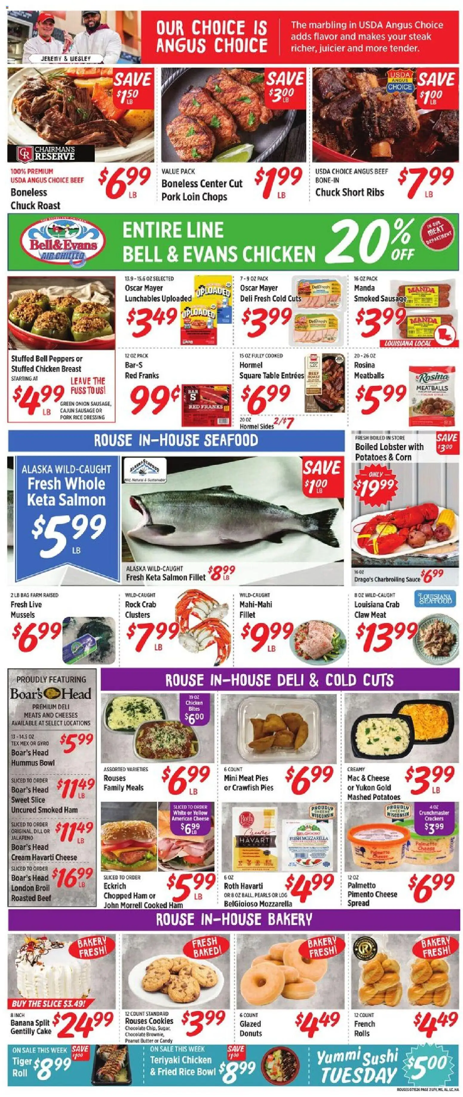 Rouses Weekly Ad - valid from 07/15/2026 | Page: 3 | Products: Chocolate, Rice, Potatoes, Seafood