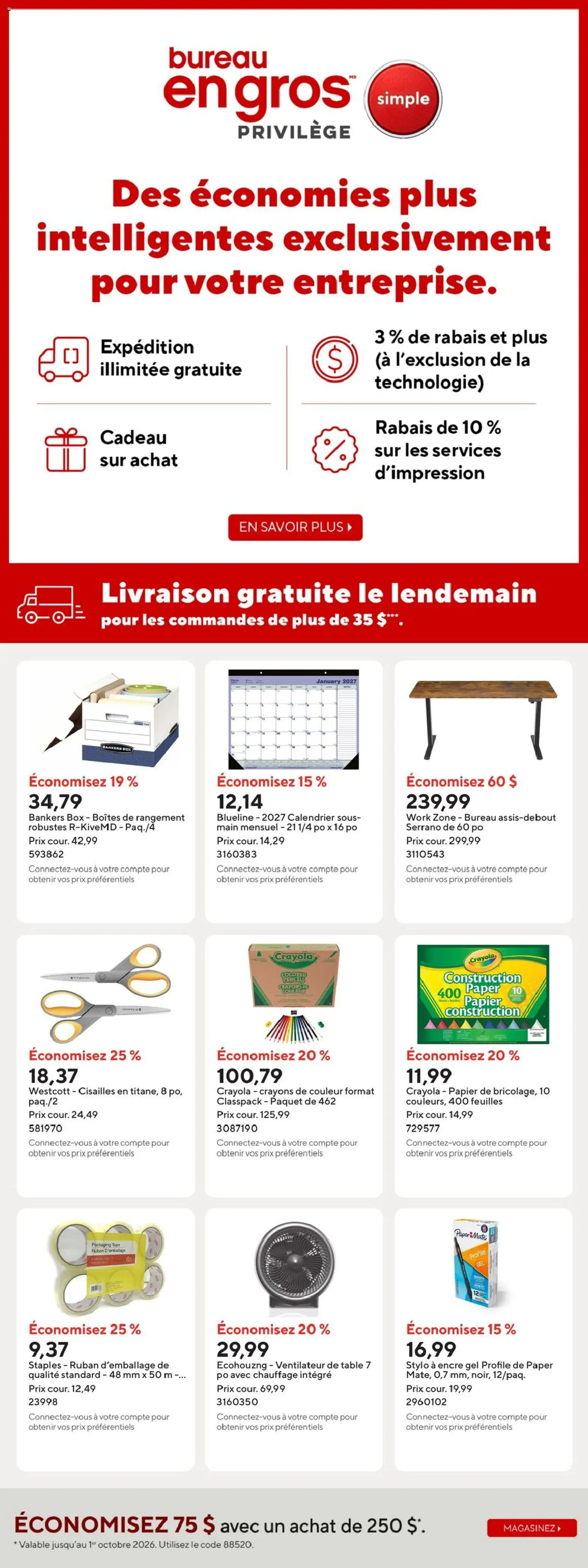 Staples flyer valid from Sep 25, 2026 | Page: 15 | Products: Table, Box