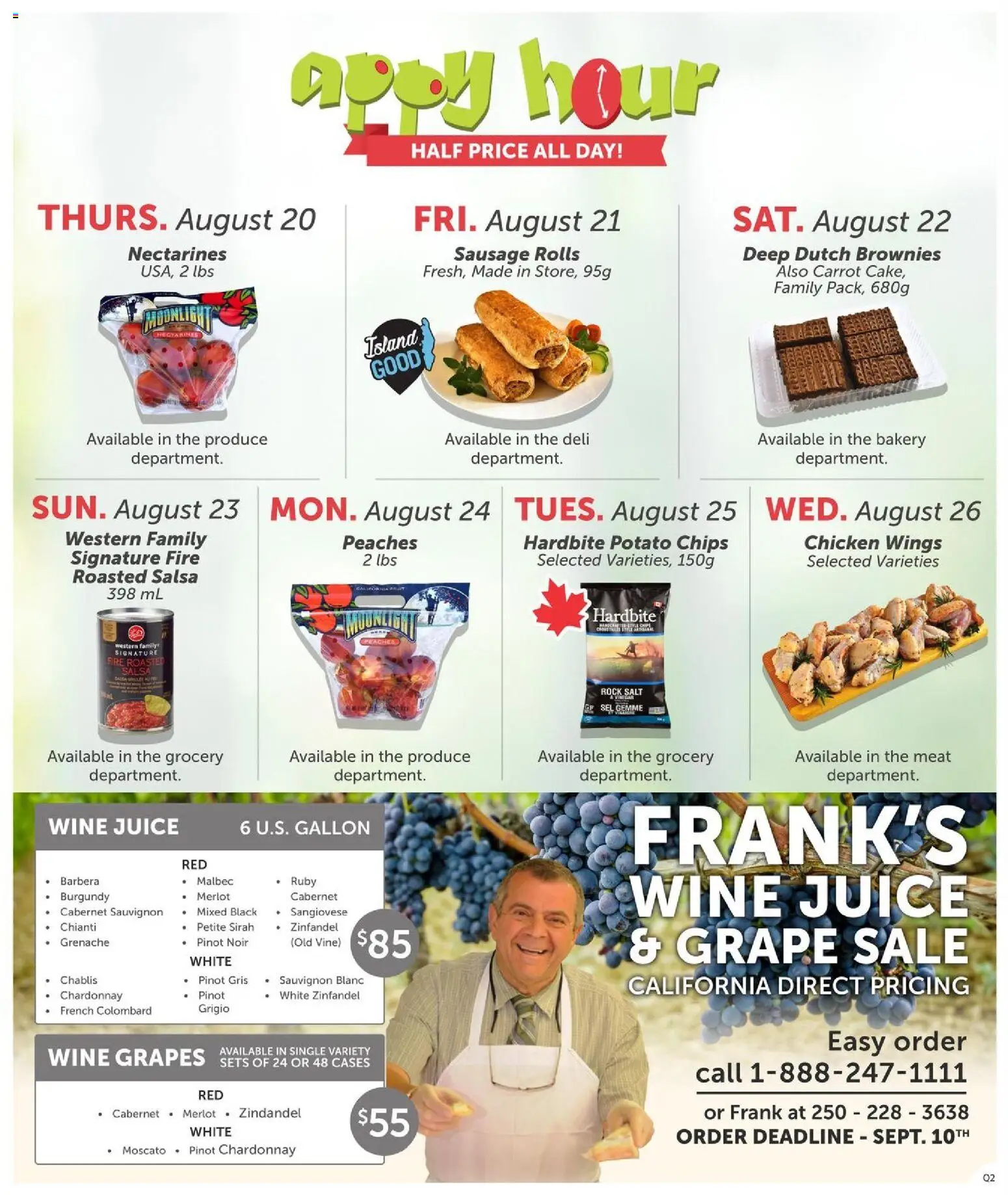Quality Foods flyer valid from Aug 20, 2026 | Page: 14 | Products: Nectarines, Grapes, Wine, Chicken