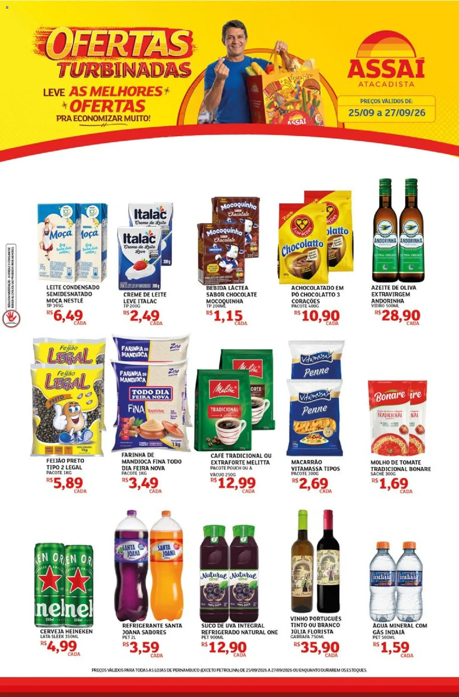 Assaí Atacadista Folheto - válido de 25/09/2026 | Página: 1 | Produtos: Leite, Chocolate, Cerveja Heineken, Azeite