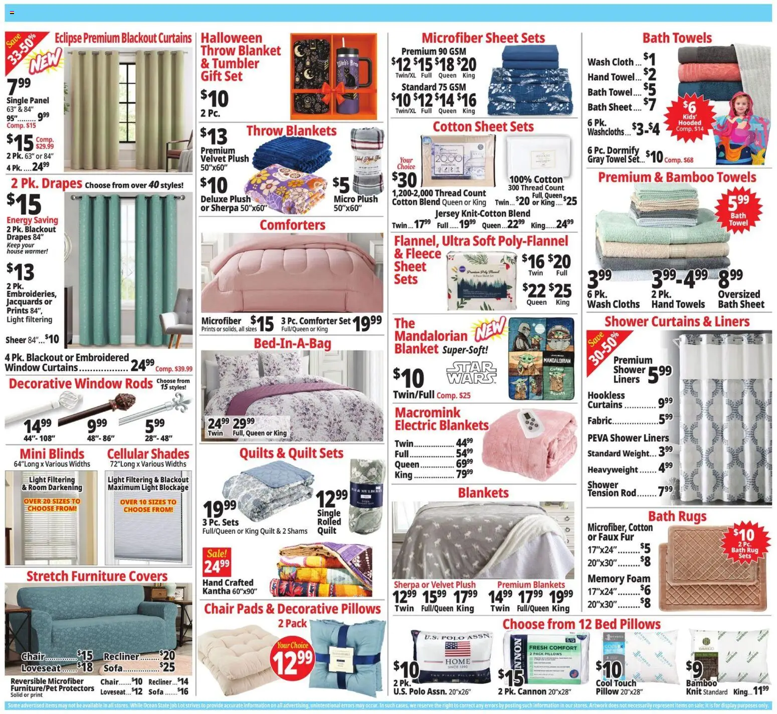Ocean State Job Lot Weekly Ad - valid from 10/01/2026 | Page: 7 | Products: Sofa, Shower, Recliner, Sheet