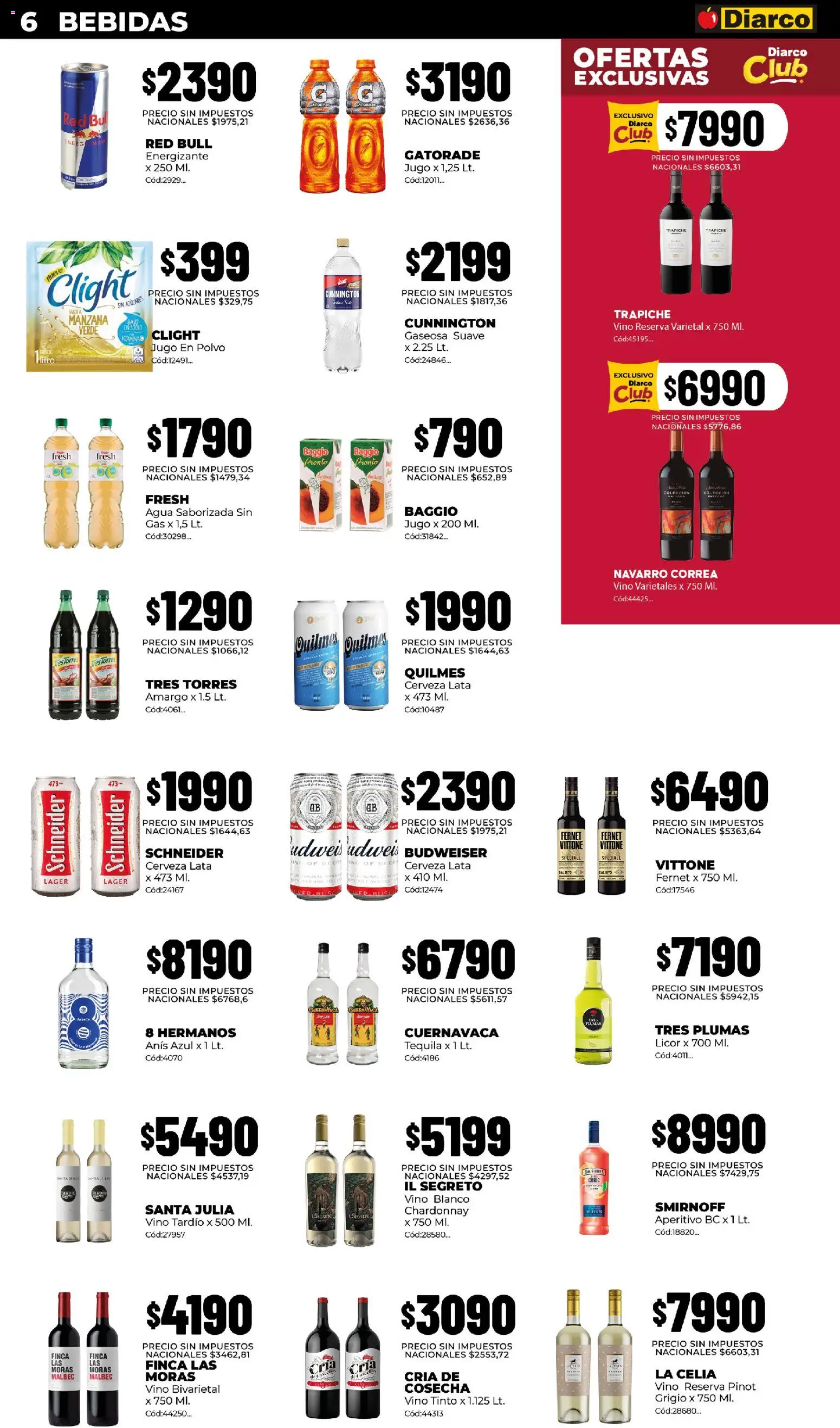 Diarco - Ofertas Pueblo Interior │ válido desde el 03/08/2026 | Página: 6 | Productos: Vino blanco, Fernet, Vino, Agua saborizada