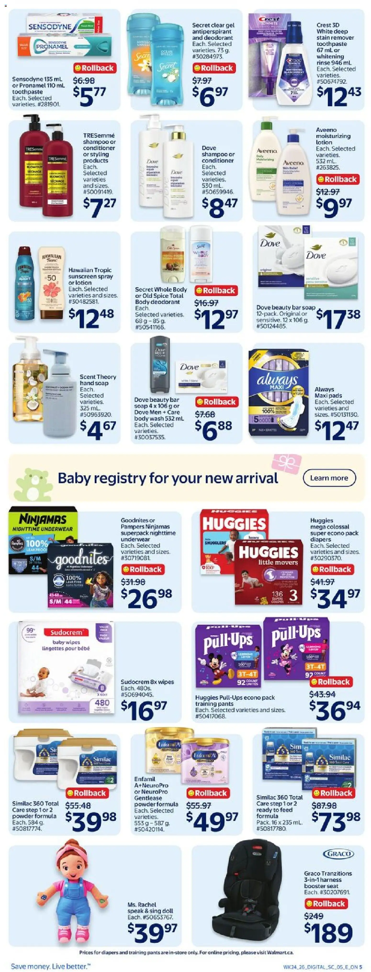 Walmart flyer valid from Jul 9, 2026 | Page: 8 | Products: Conditioner, Sunscreen, Body wash, Stain remover