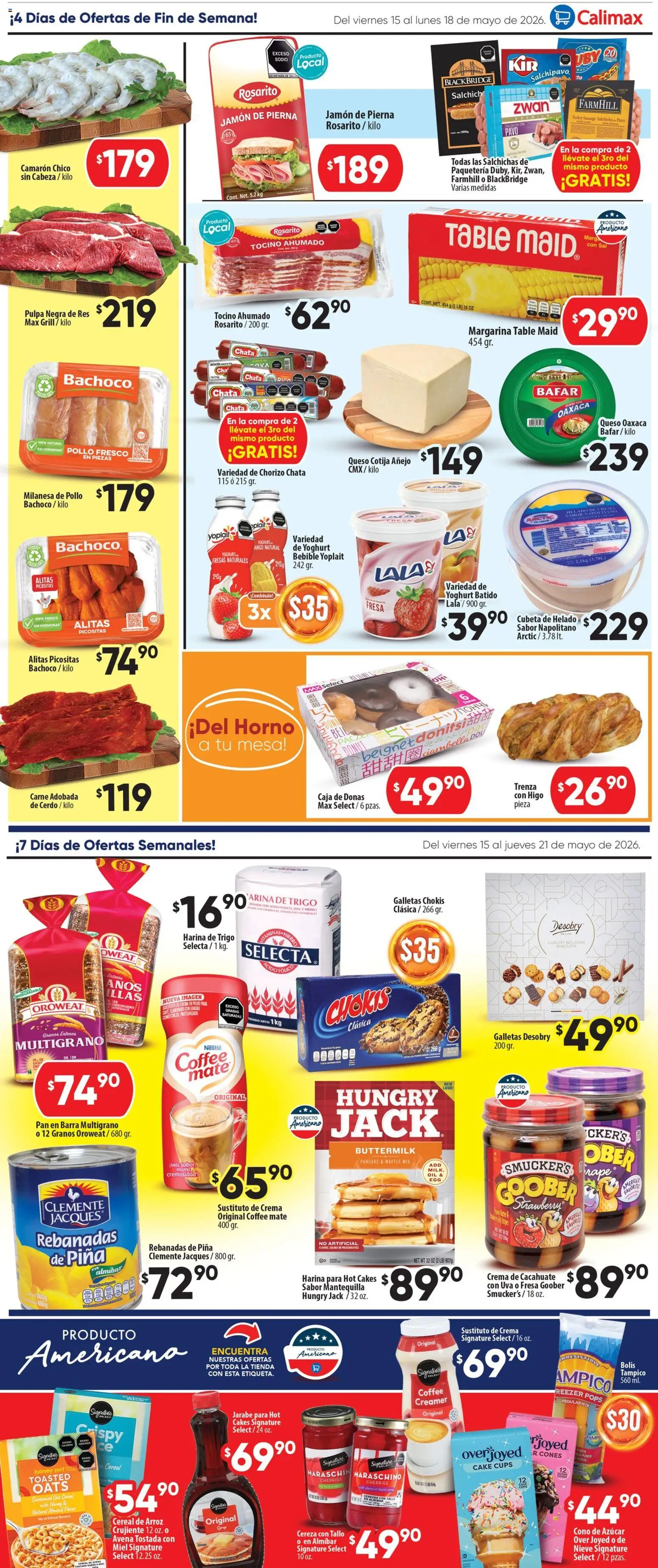 Nuevas ofertas de Calimax válidas en toda la República Mexicana desde el 15.05.2026. ¡Encuentra las mejores ofertas en Calimax folleto! | Página: 2 | Productos: Fresa, Harina, Cerdo, Arroz