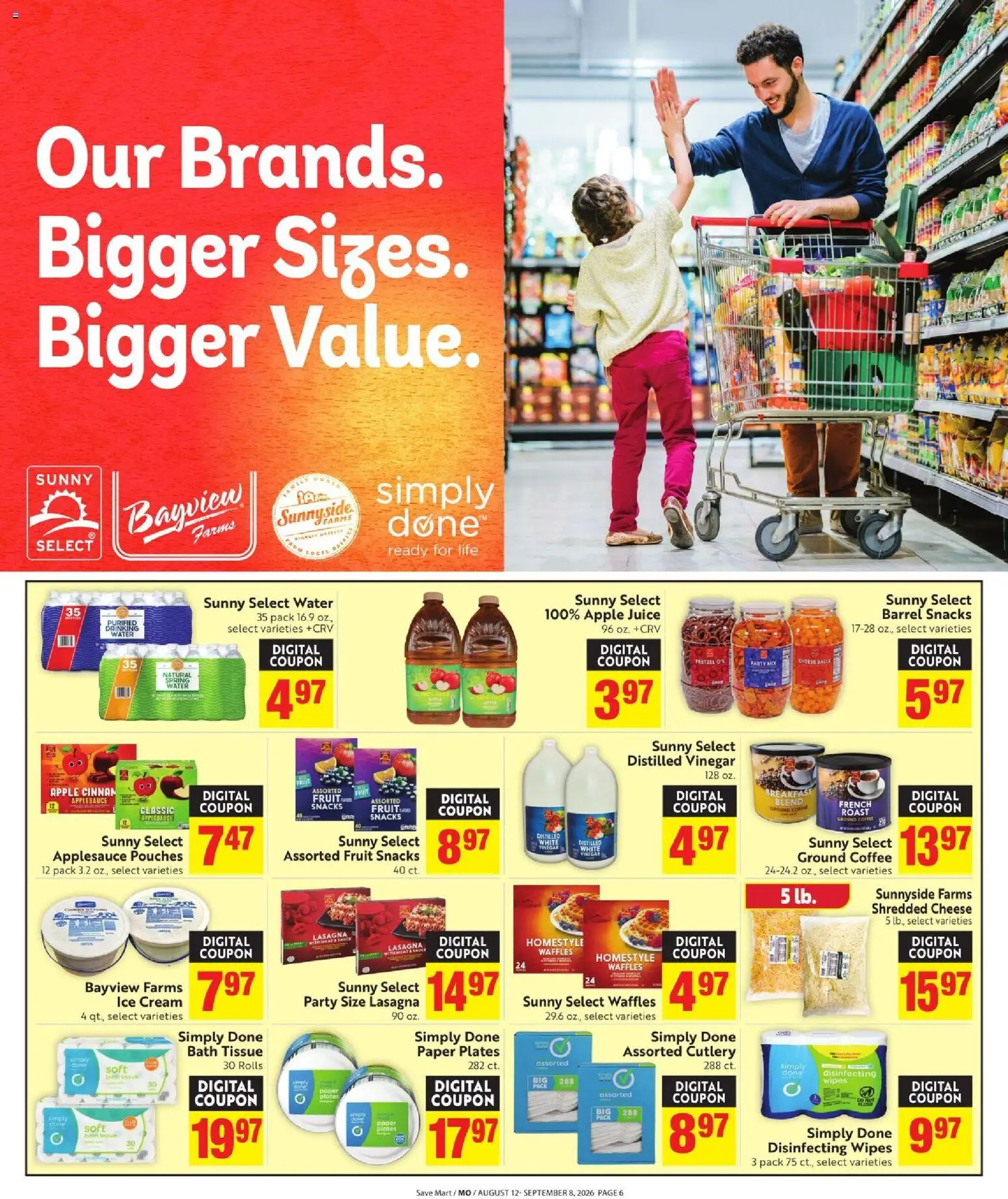 Save Mart Online Savings Guide - valid from 08/12/2026 | Page: 6 | Products: Waffles, Bath, Cheese balls, Disinfecting wipes