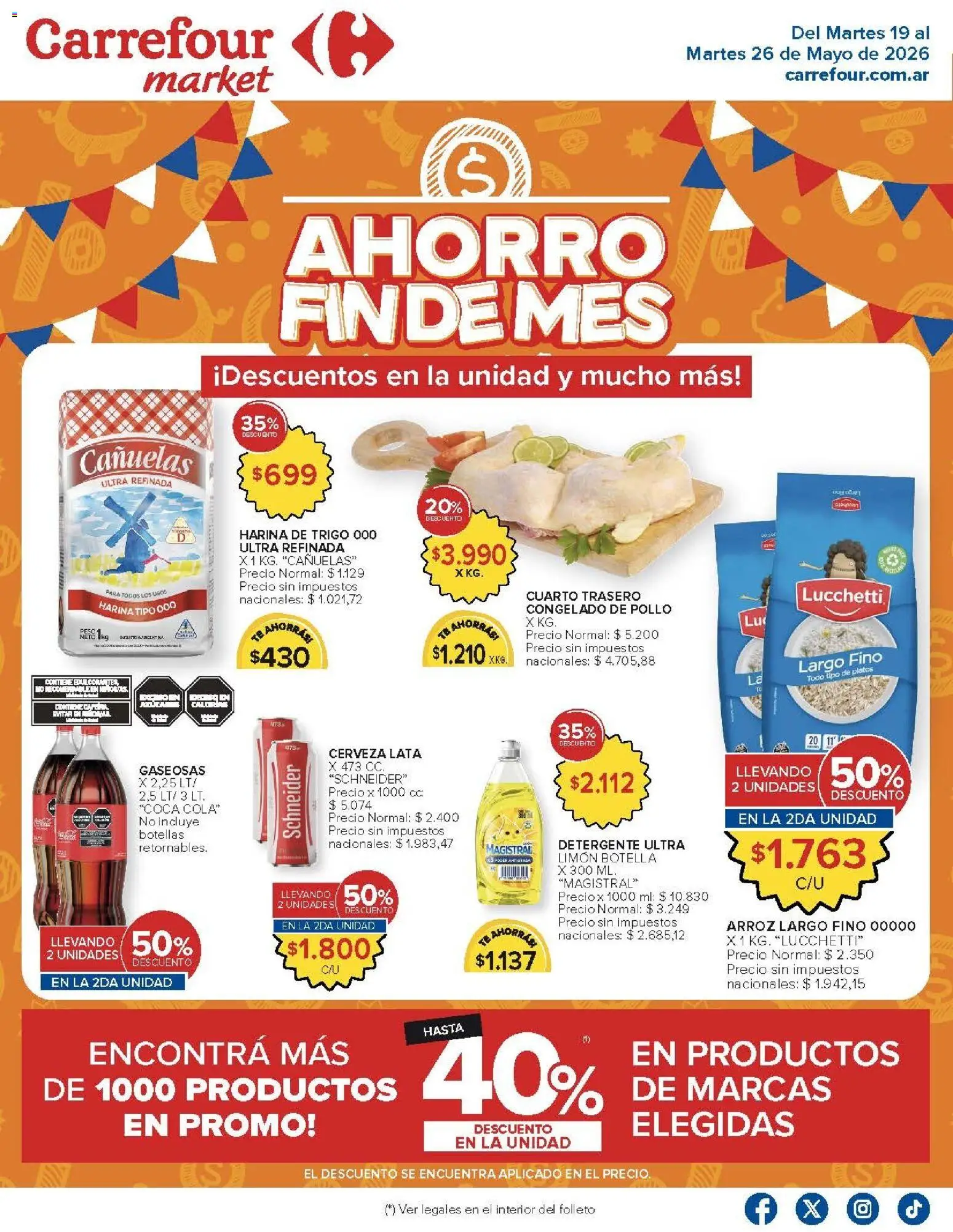 Carrefour Market - AHORRO FIN DE MES │ válido desde el 19.05.2026 | Página: 1 | Productos: Botella, Harina, Limón, Té