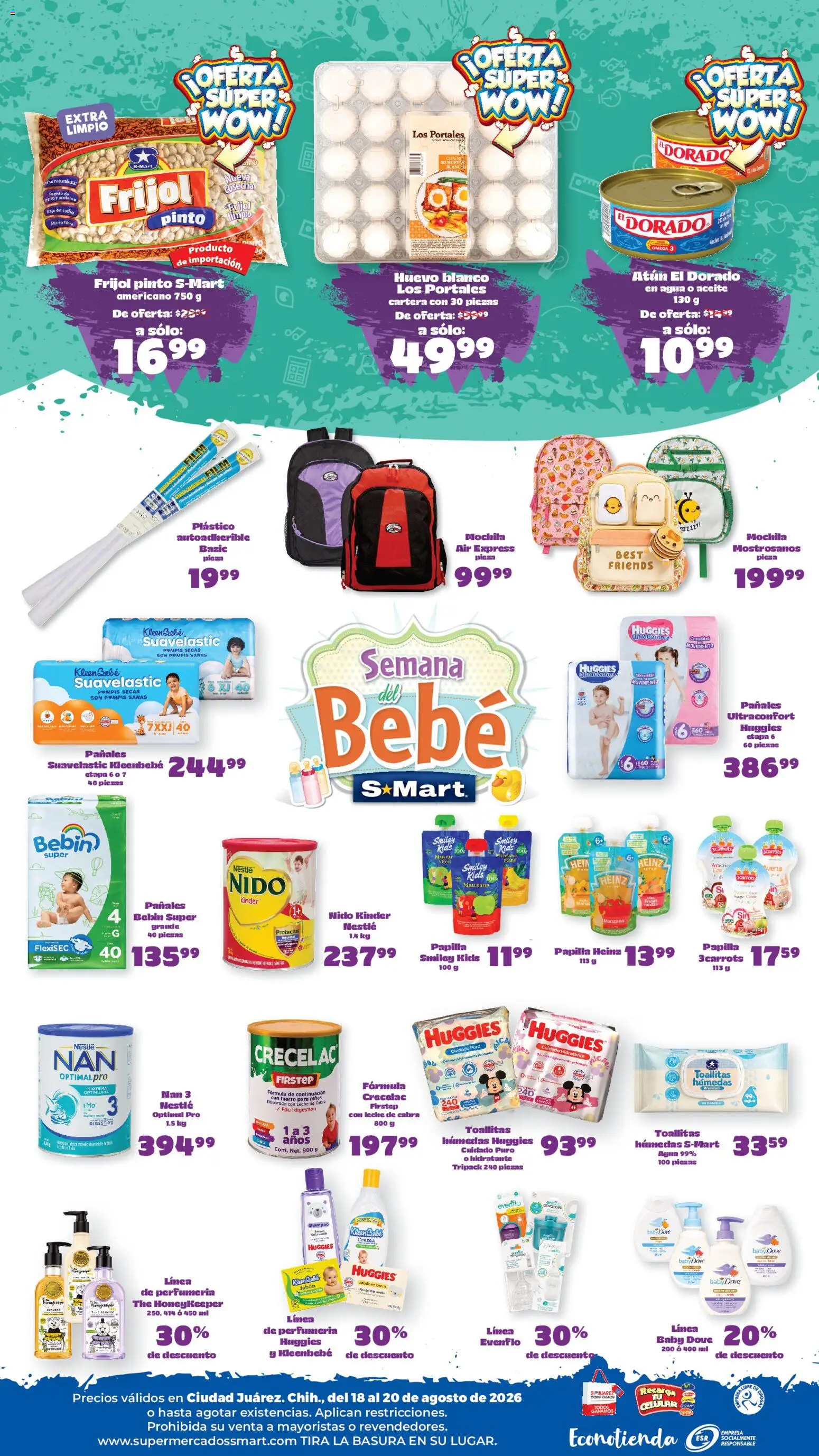 Nuevas ofertas de S-Mart válidas en toda la República Mexicana desde el 18/08/2026. ¡Encuentra las mejores ofertas en S-Mart folleto Ofertas de feria Juárez! | Página: 2 | Productos: Atún, Manzana, Shampoo, Proteína