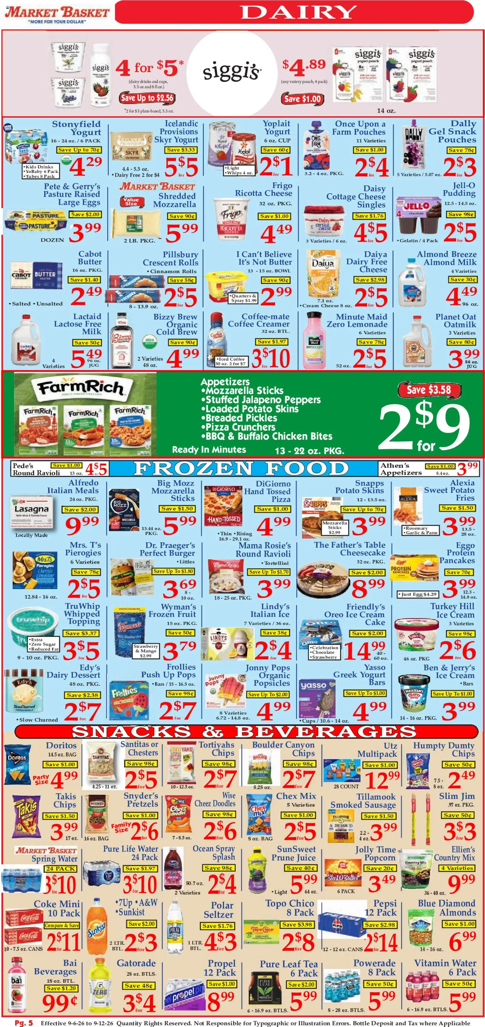 Market Basket Ad - valid from 09/06/2026 | Page: 5 | Products: Almonds, Oreo ice cream, Pudding, Lemonade