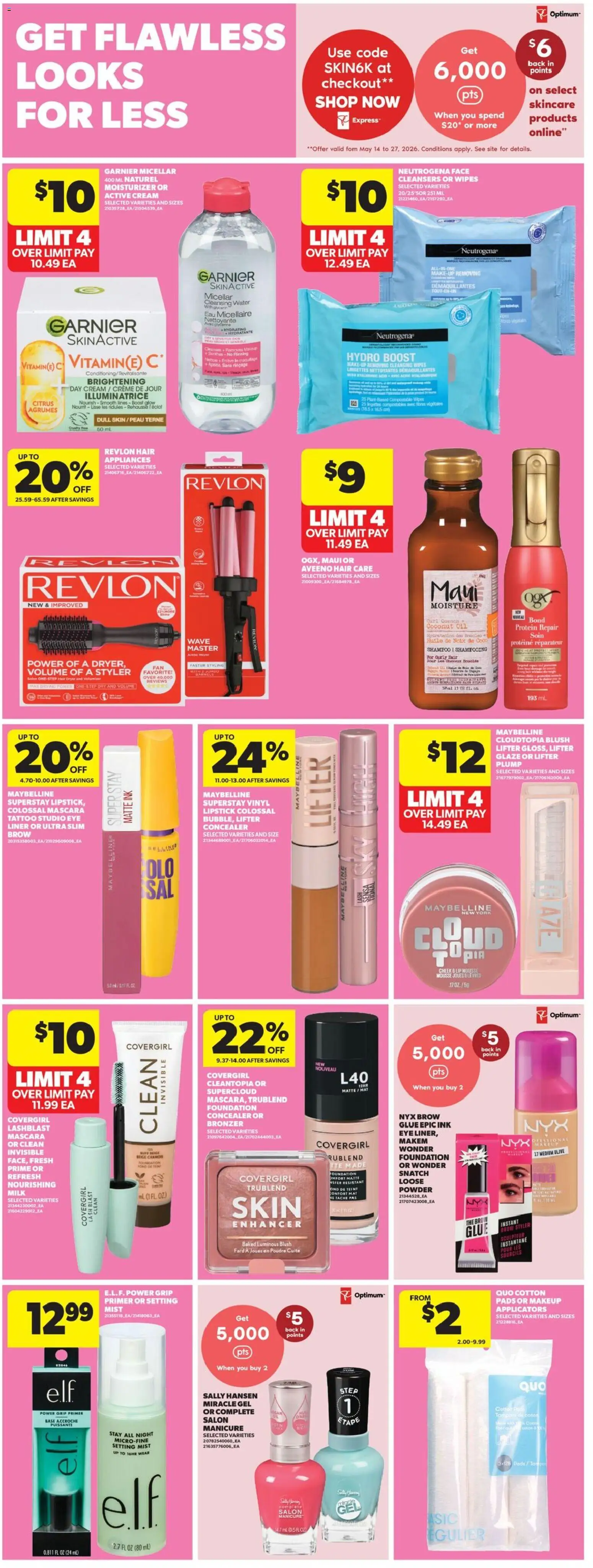Real Canadian Superstore flyer valid from 21.05.2026 | Page: 30 | Products: Blush, Mascara, Shampoo, Oil