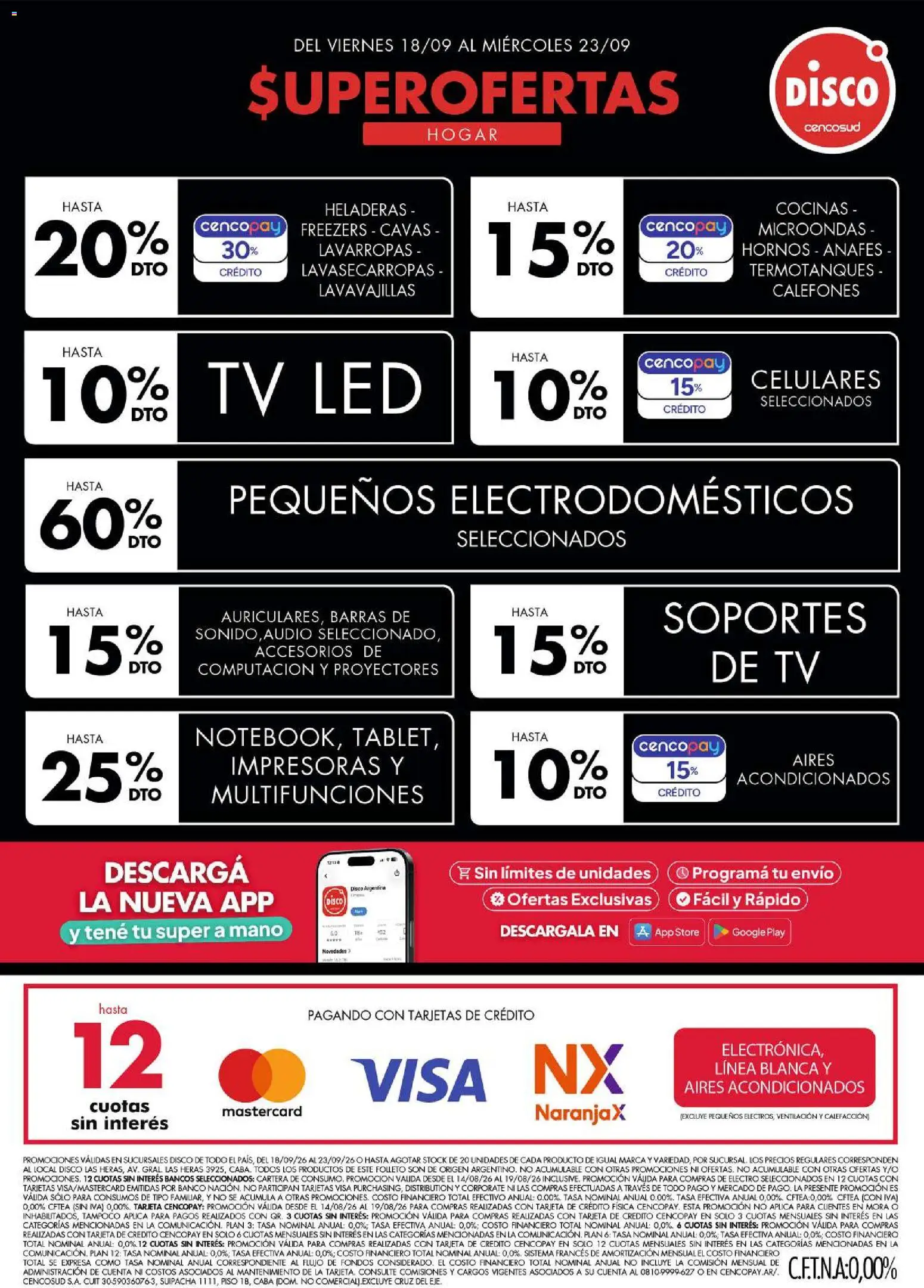 Disco - Ofertas | Electro, T. Libre y más │ válido desde el 18/09/2026 | Página: 1 | Productos: Audio, Cartera, Lavarropas, Microondas