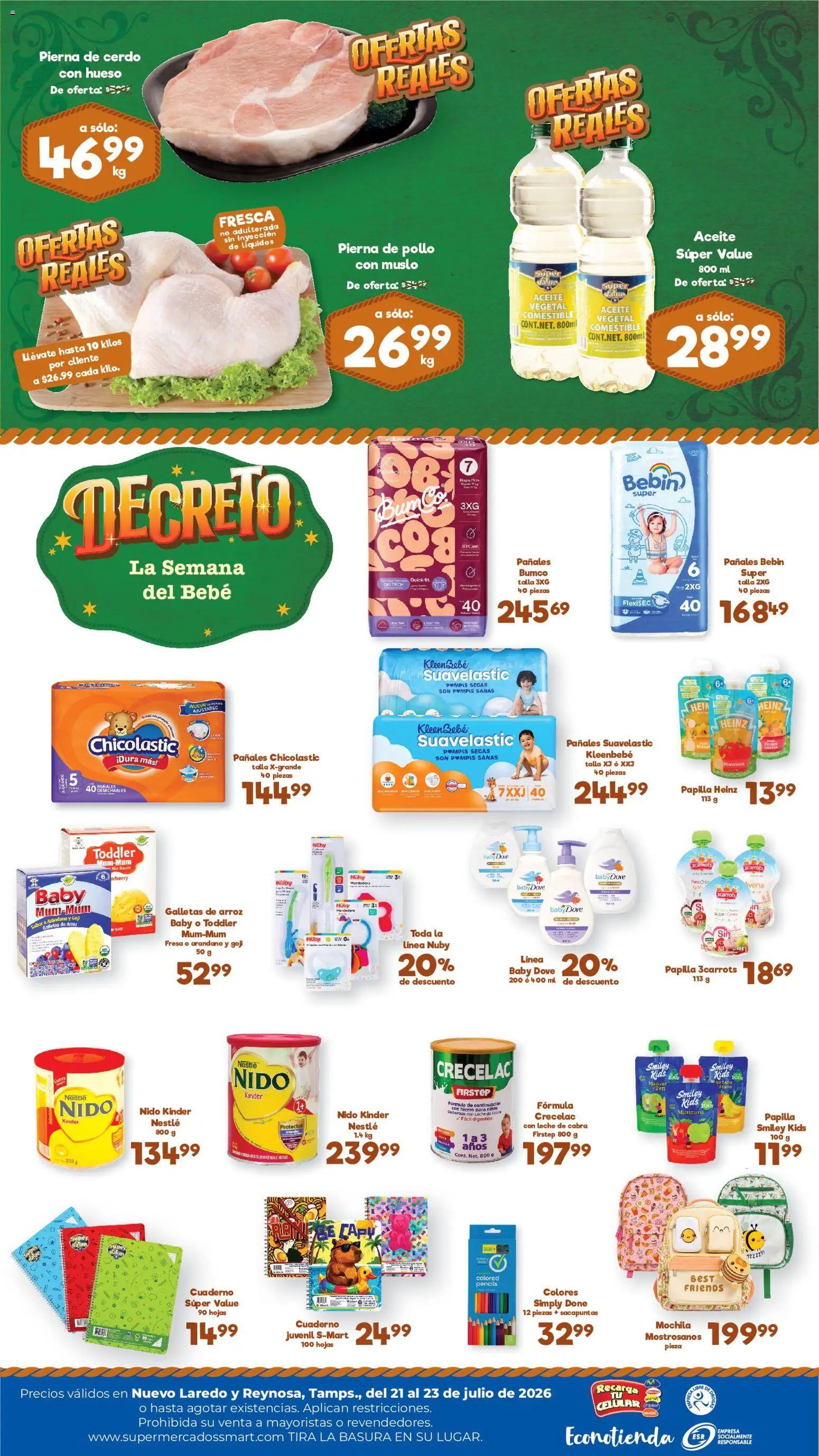 Nuevas ofertas de S-Mart válidas en toda la República Mexicana desde el 21/07/2026. ¡Encuentra las mejores ofertas en S-Mart folleto Ofertas de feria Nuevo Laredo! | Página: 2 | Productos: Fresa, Sacapuntas, Arroz, Cuaderno